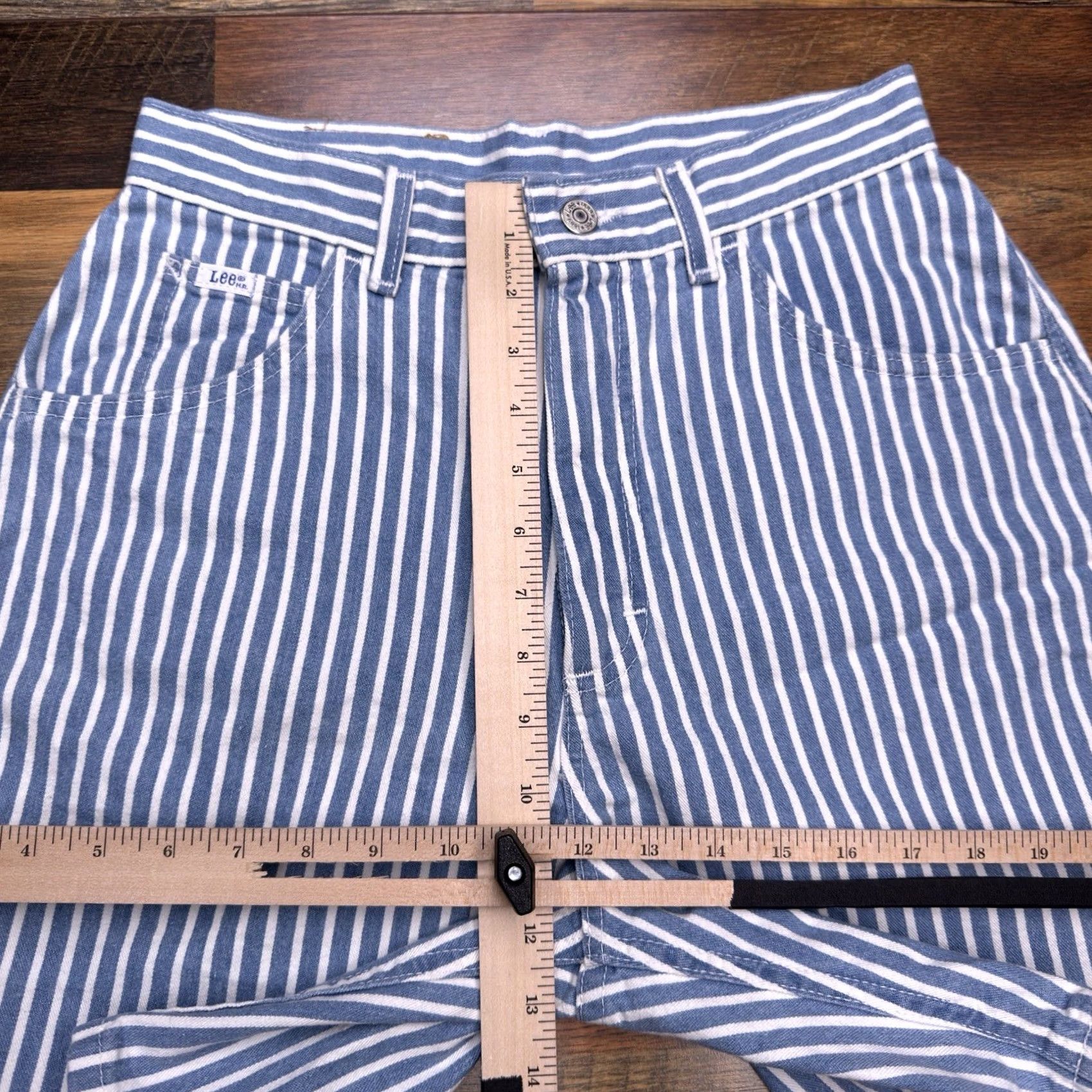 Lee VINTAGE Lee Relaxed For Shorts Womens 10 Blue Striped Denim High Rise USA New Size 32" / US 10 / IT 46 - 6 Thumbnail