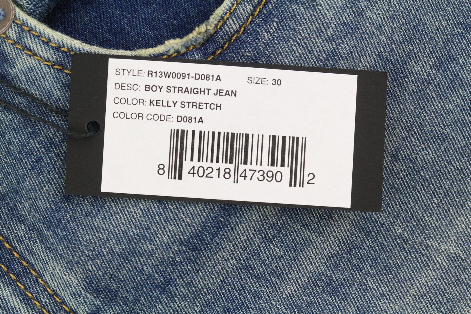 R13 BOY STRAIGHT 30 Cropped Ankle Washed Blue Kelly 84446 Size 30" / US 8 / IT 44 - 7 Thumbnail