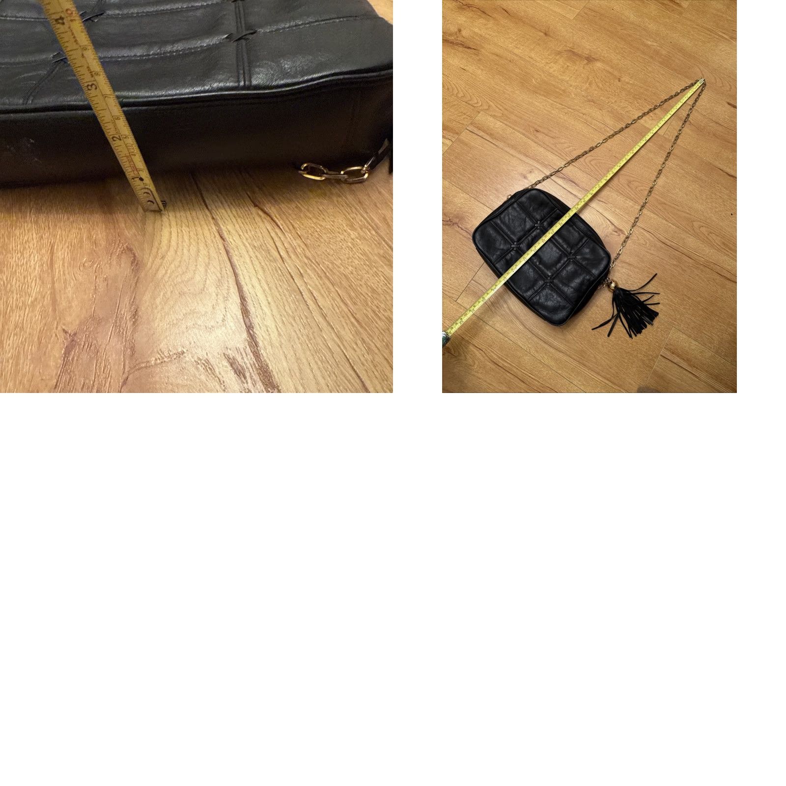 Vintage VINTAGE Valerie Stevens Crossbody Bag Leather Black Gold Chain Fringe Tassle Classic Womens Size ONE SIZE - 9 Thumbnail