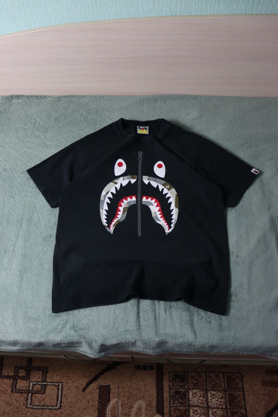 Bape BAPE Graphic Shark Face Half Zip Tee Black L Y2K Size US L / EU 52-54 / 3 - 2 Thumbnail