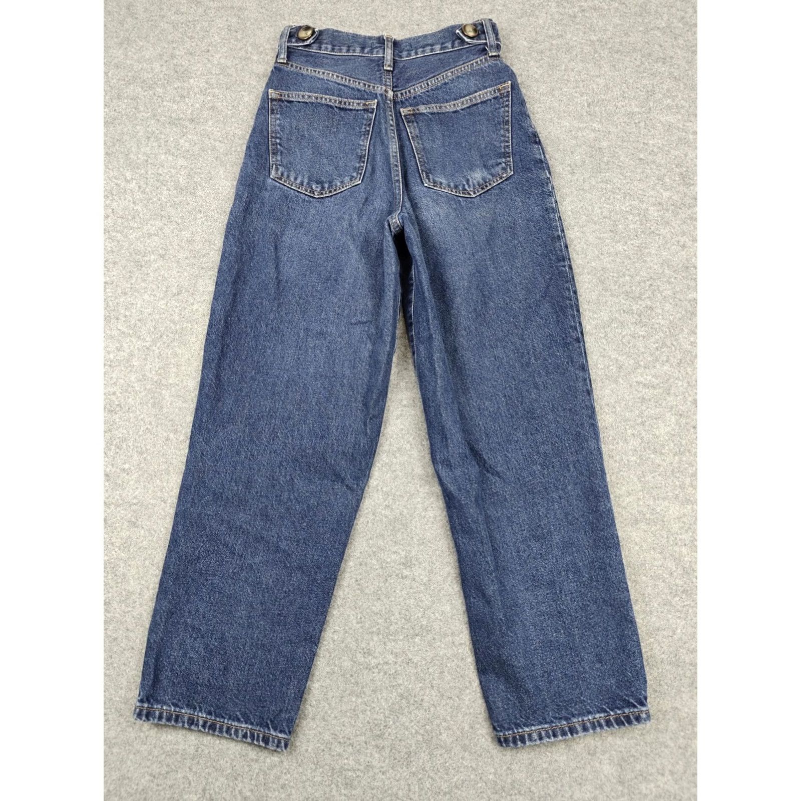 Vintage We The Free Jeans Womens 25 Blue High Rise Straight Denim Buttons | 5-Pocket Bohemian 100% Cotton Pants Size 42" / US 20 - 5 Thumbnail