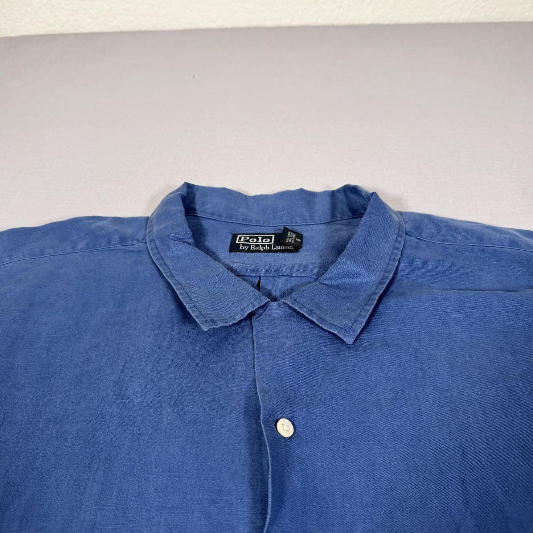 Polo Ralph Lauren VINTAGE Polo Ralph Lauren Shirt Men 4XLT Blue Silk Linen Loop Collar Camp Button Up Pony Size US XXL / EU 58 / 5 - 3 Thumbnail