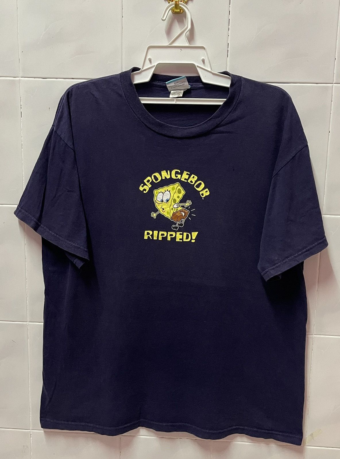 image of Nickelodeon x Vintage Y2K Spongebob Squarepants in Black, Men's (Size Large)