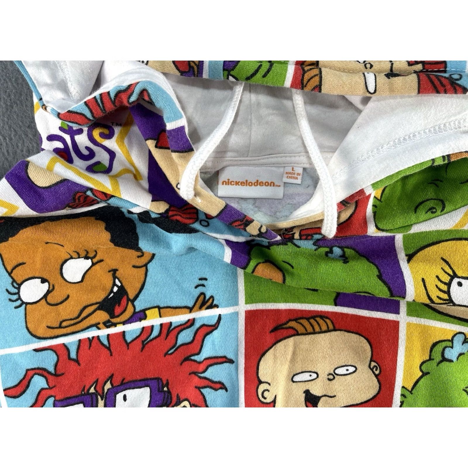 Nickelodeon Nickelodeon Rugrats Hoodie Cropped All Over Print White L Womens Pullover 90s Retro Graphic Sweatshirt Size L / US 10 / IT 46 - 6 Thumbnail