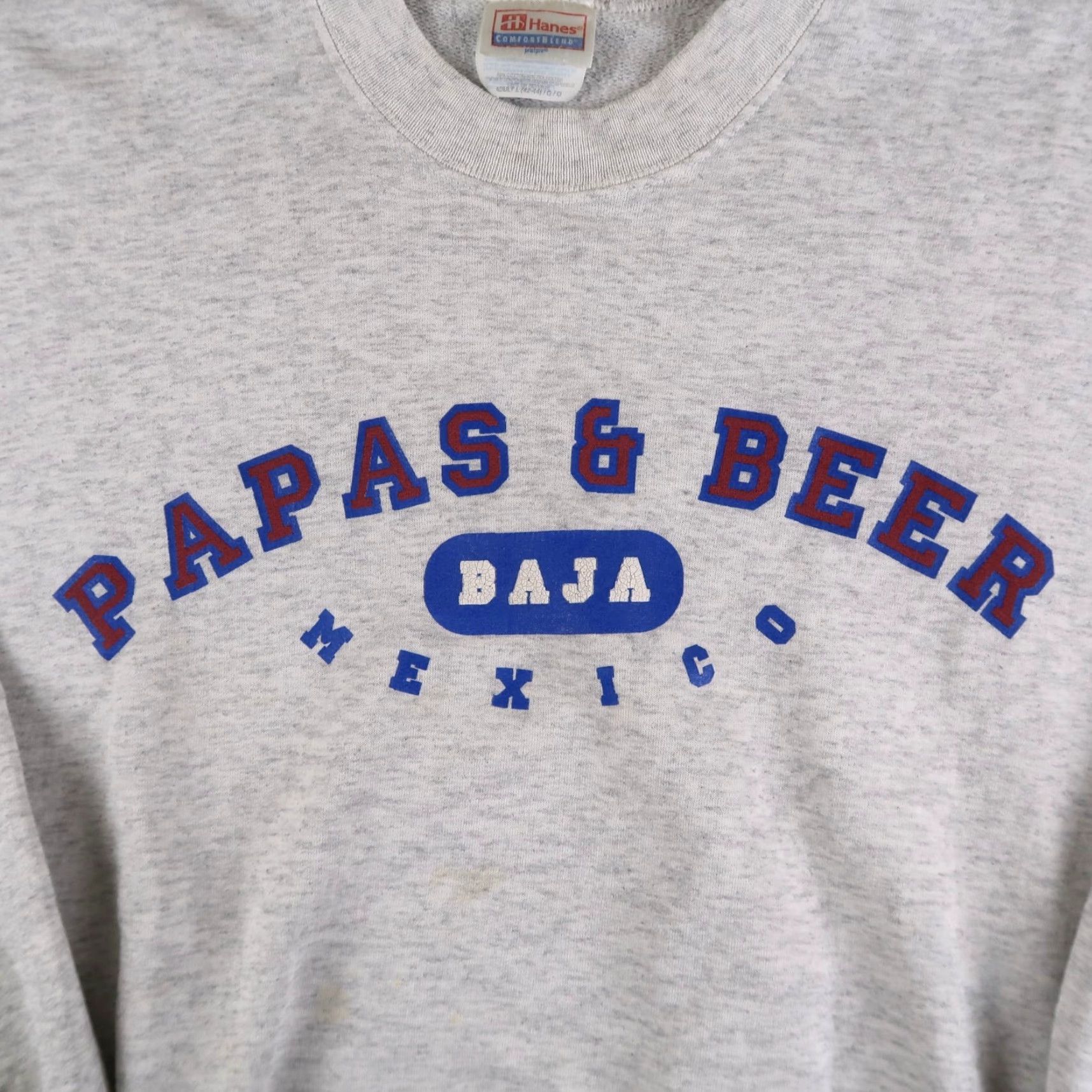 Hanes VINTAGE Hanes 90s Papas And Beer Sweatshirt Pullover Crewneck Adult Large Gray Graphic Print Mens Size US L / EU 52-54 / 3 - 3 Thumbnail