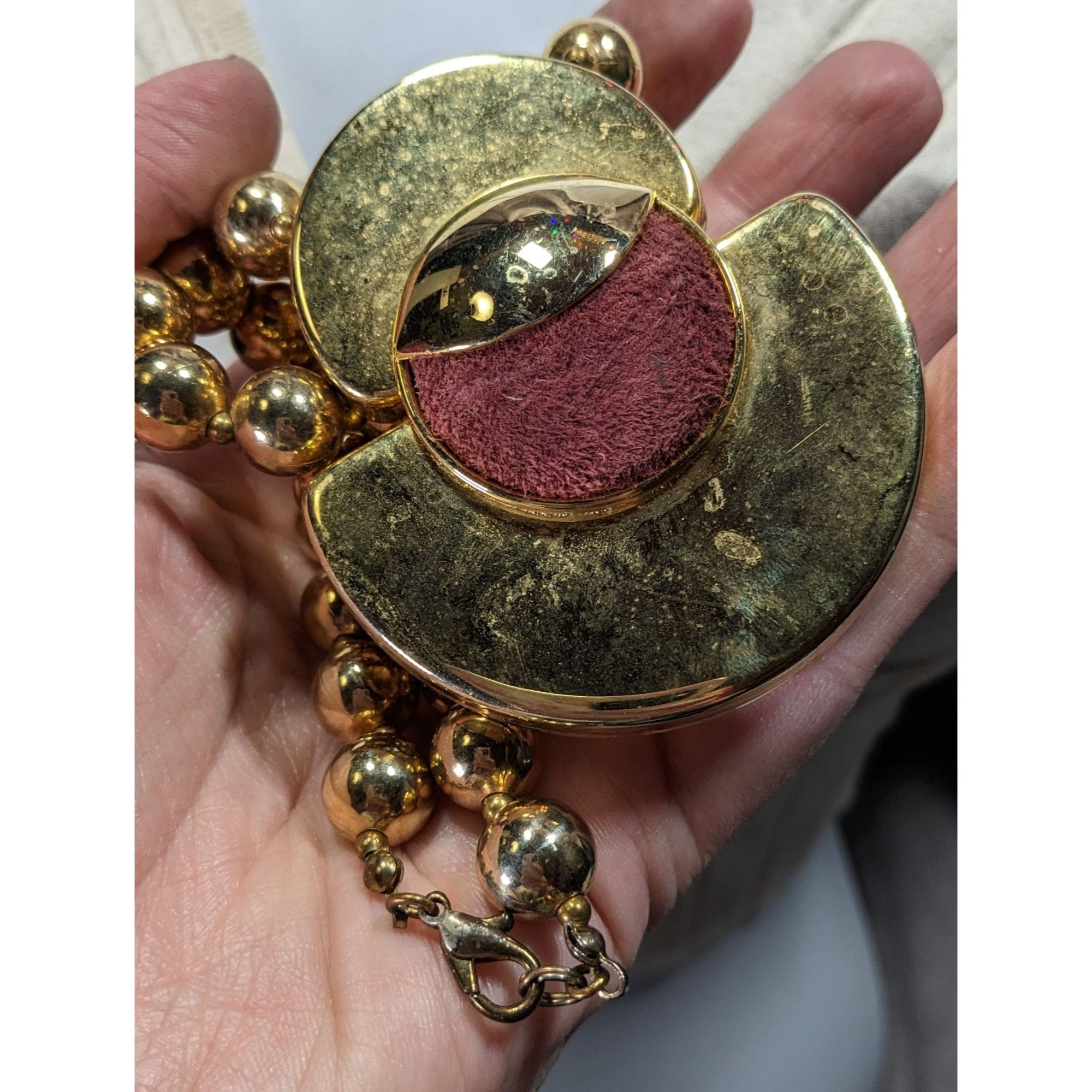 Other Vintage Retro Chunky Gold-Tone Beaded Necklace With Bold Pen Size ONE SIZE - 6 Thumbnail