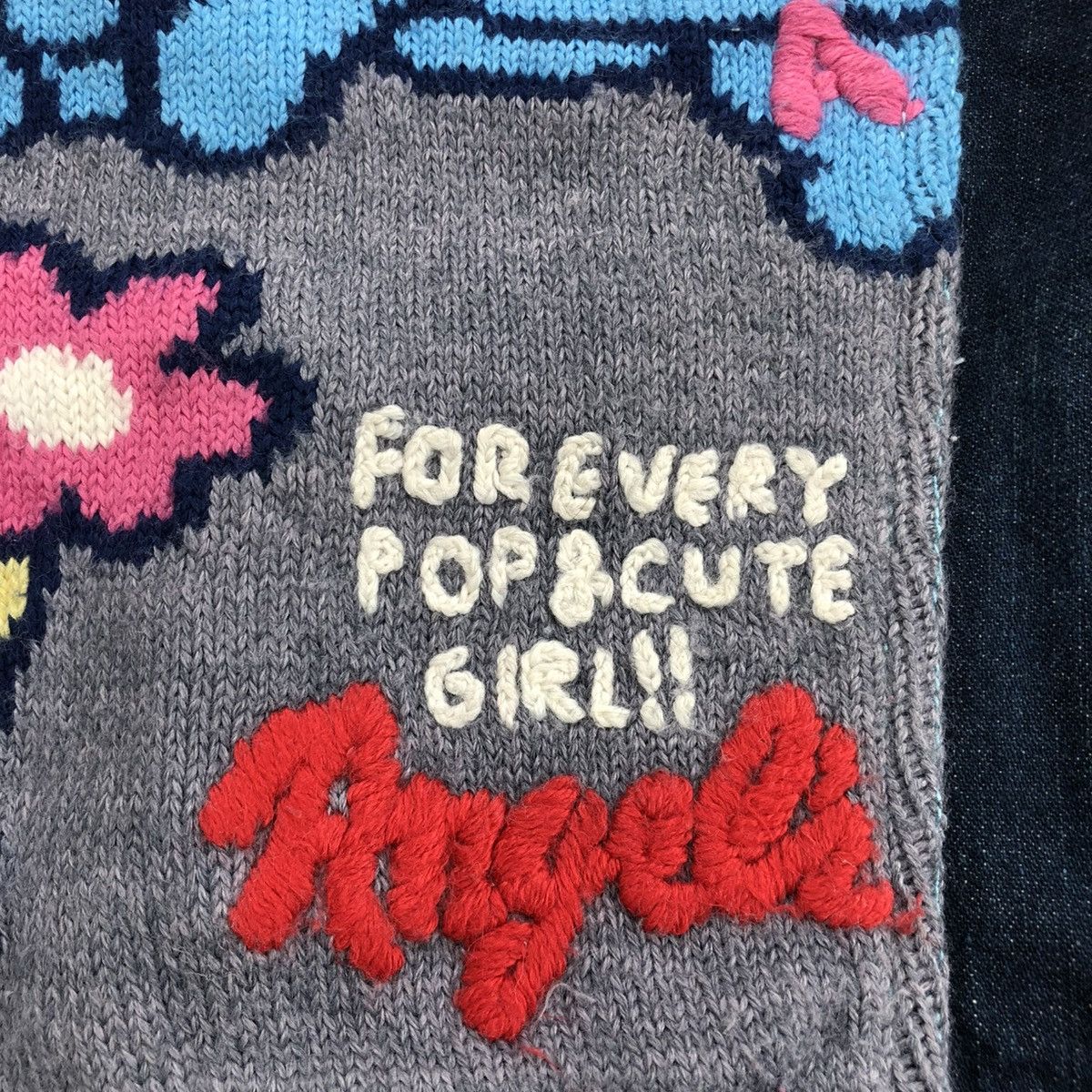 Angel Blue × Hysteric Glamour × Japanese Brand 2000s Angel Blue - Iconic Design Panda Knitted Denim Jacket Size US XXS / EU 40 - 4 Thumbnail