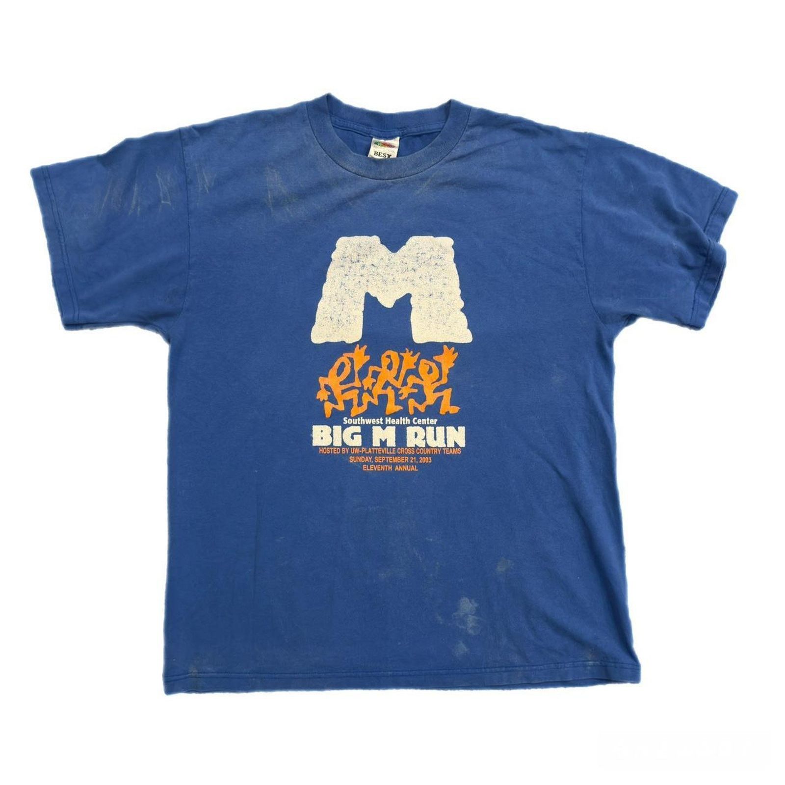 Fruit Of The Loom Vintage Y2K Big M Run T-Shirt Size US L / EU 52-54 / 3 - 1 Thumbnail