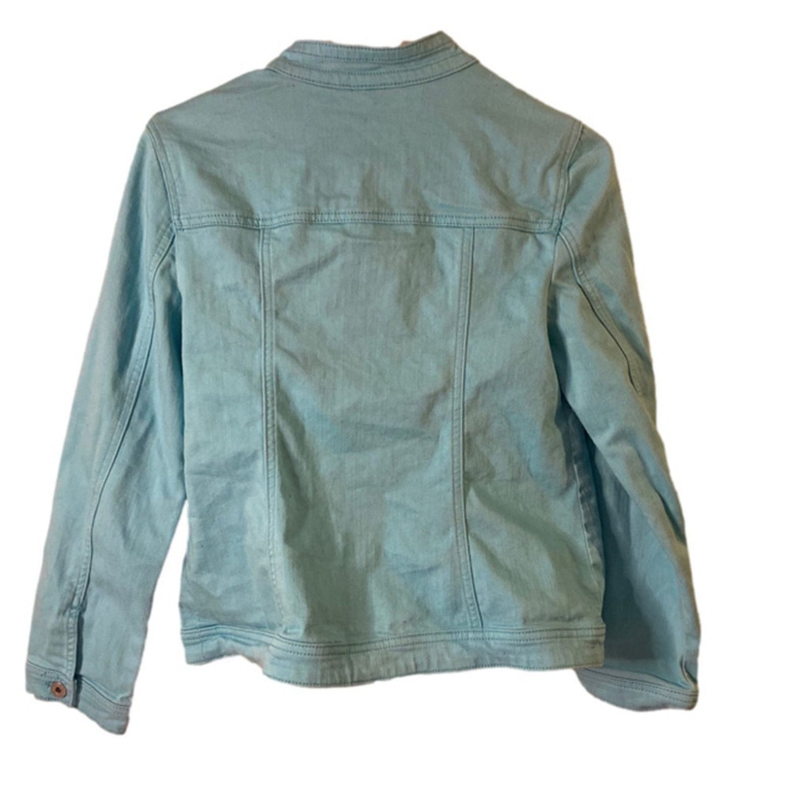 Chicos Coastal Chic Aqua Blue Button Front Jacket Stretch Chico’s Size S / US 4 / IT 40 - 7 Thumbnail
