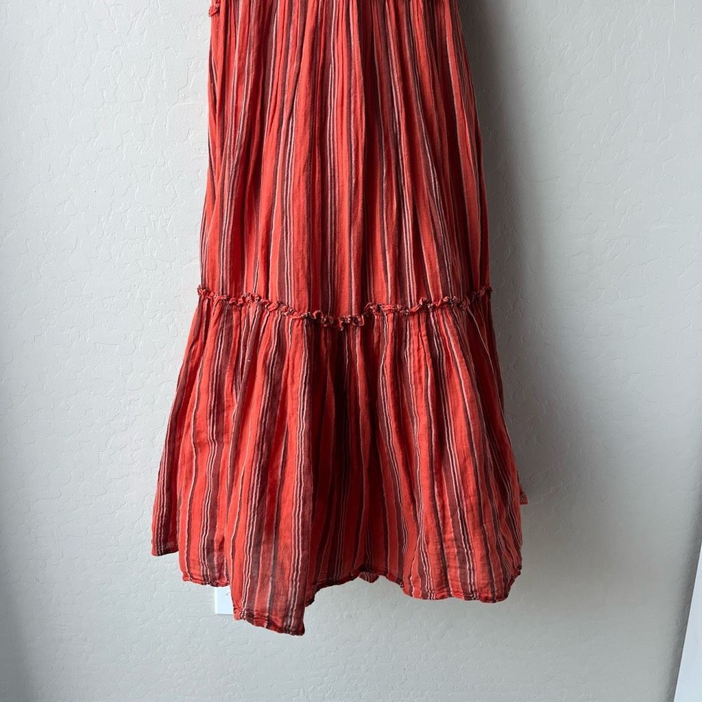 Ulla Johnson Ulla Johnson Dress Giulietta Red Striped Open Back Tiered Ma Size XL / US 12-14 / IT 48-50 - 5 Thumbnail
