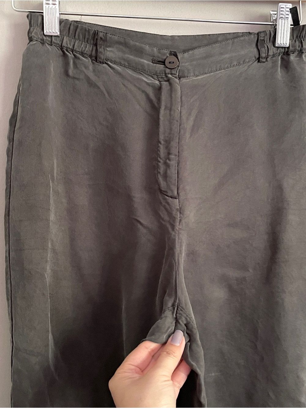 Vintage Gray Silk Balloon Capri Pants w/ Flowers - Small 🎈 Size 28" / US 6 / IT 42 - 3 Thumbnail