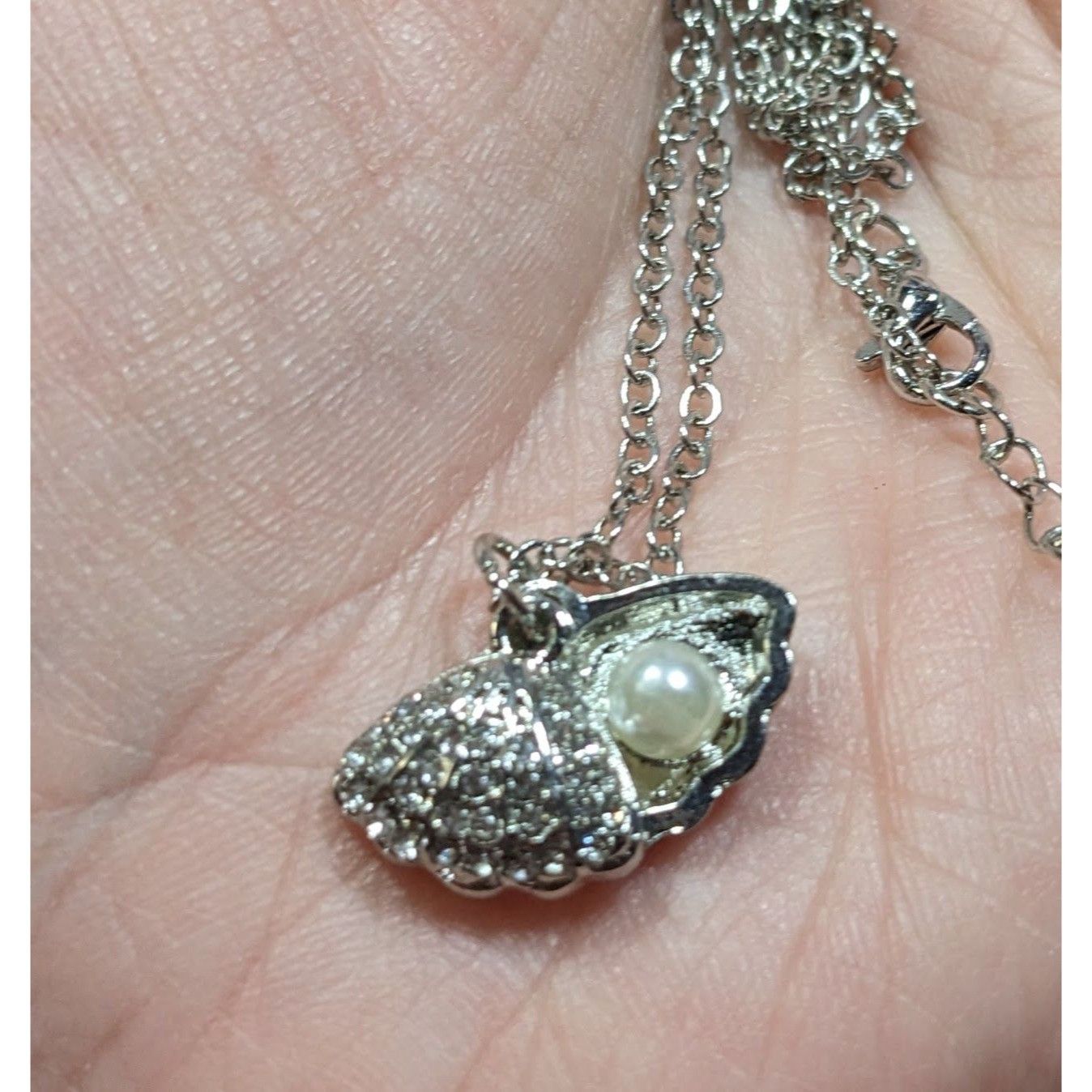 Other Mermaidcore Glam Opening Shell Rhinestone Pendant Necklace W Size ONE SIZE - 6 Thumbnail