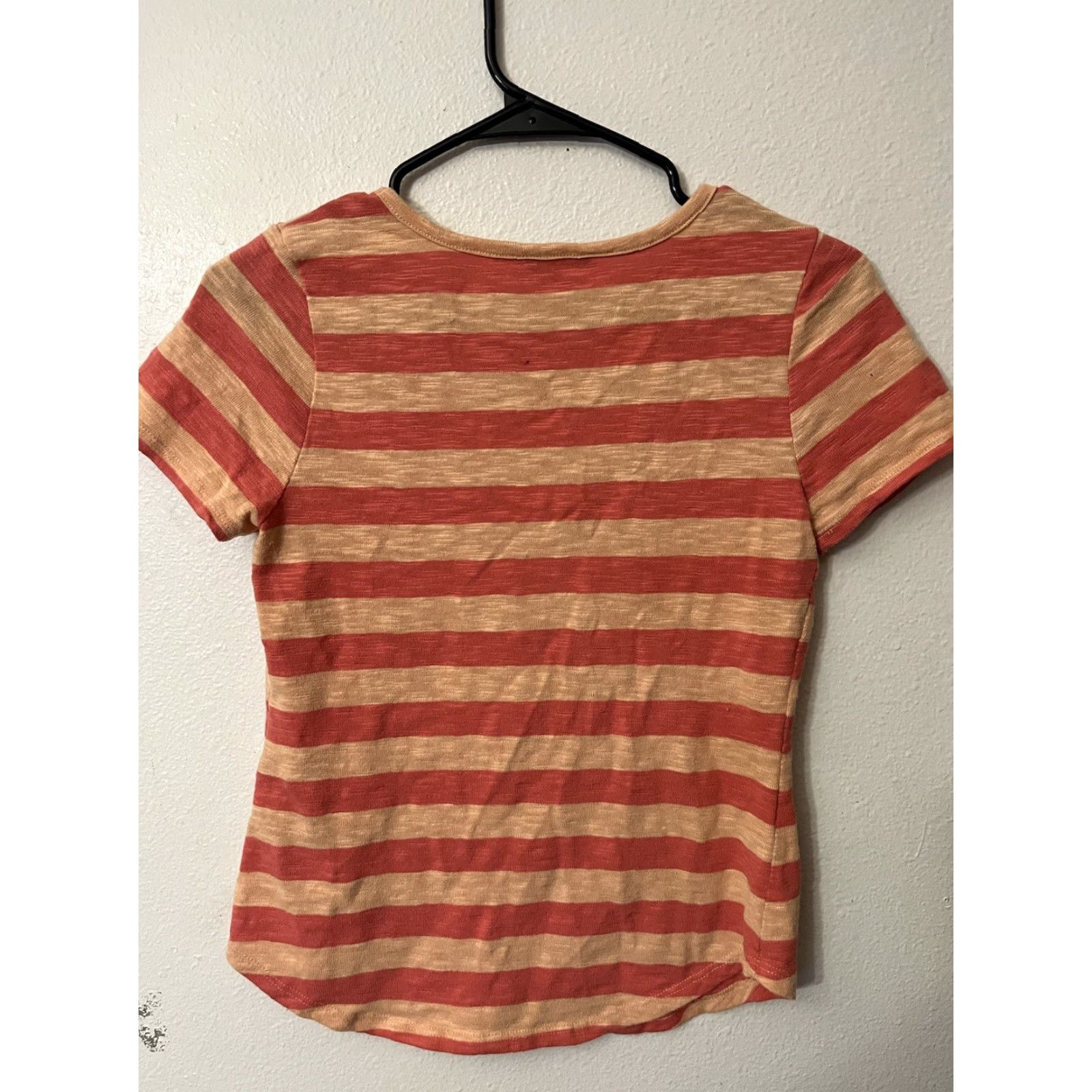 NYDJ VINTAGE NYDJ Shirt Womens XXS Orange Stripe Tee Top 2XS Short Sleeve Cotton Polyester 90s Size XXS / US 00 / IT 34 - 2 Thumbnail