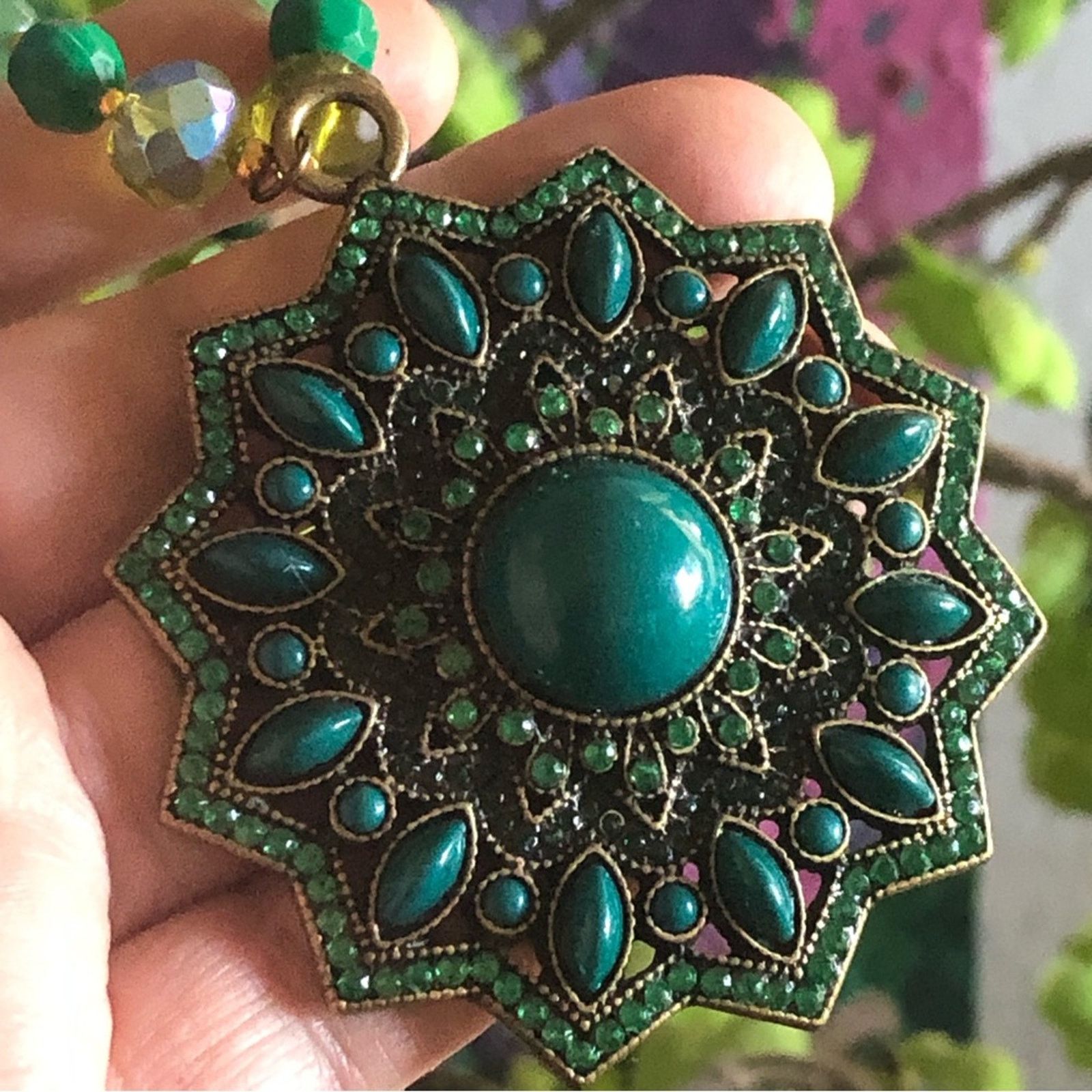 Handmade Handcrafted repurpose green stone cluster Pearl necklace Size ONE SIZE - 11 Thumbnail