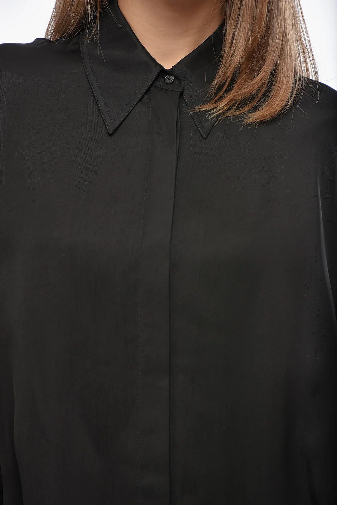 KHAITE og1mm0426 Oversized Asymmetric Blouse in Black Size S / US 4 / IT 40 - 3 Thumbnail