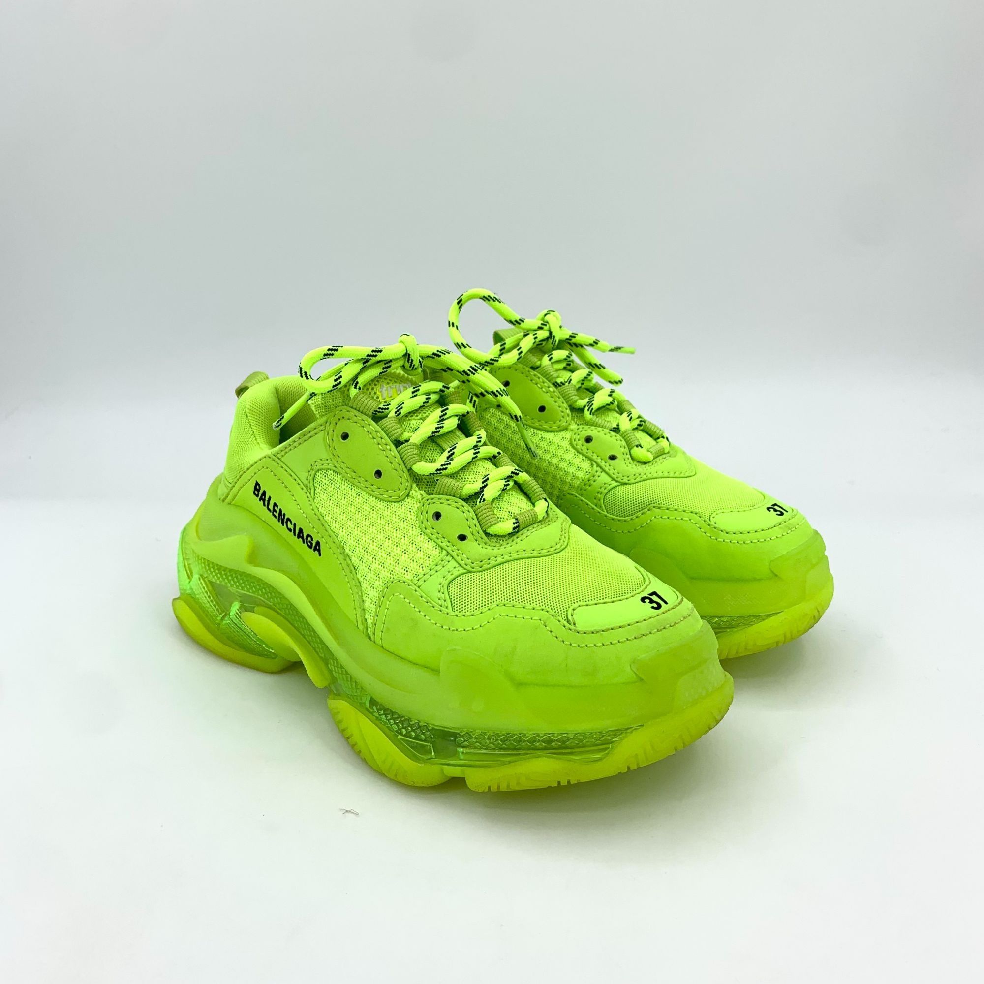 Balenciaga Balenciaga Fluorescent Yellow Triple S Sneakers Size 37 Mesh Size US 7 / IT 37 - 11 Thumbnail