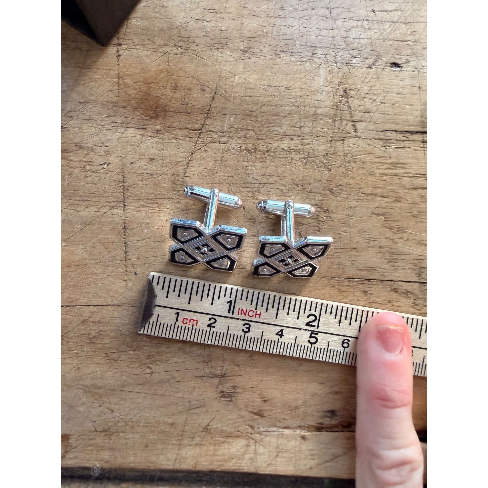 Other Geometric Silver & Black Metal Cufflinks With Box Size ONE SIZE - 3 Thumbnail