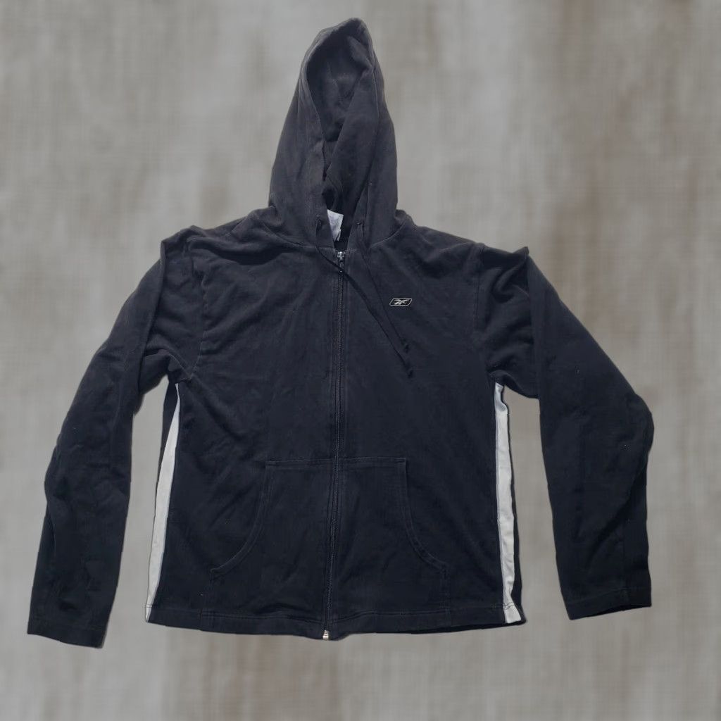 Reebok VINTAGE Reebok Hoodie Shirt Adult Large Black Logo Athletic Women L Black Full Zip Hoodie Size L / US 10 / IT 46 - 1 Thumbnail