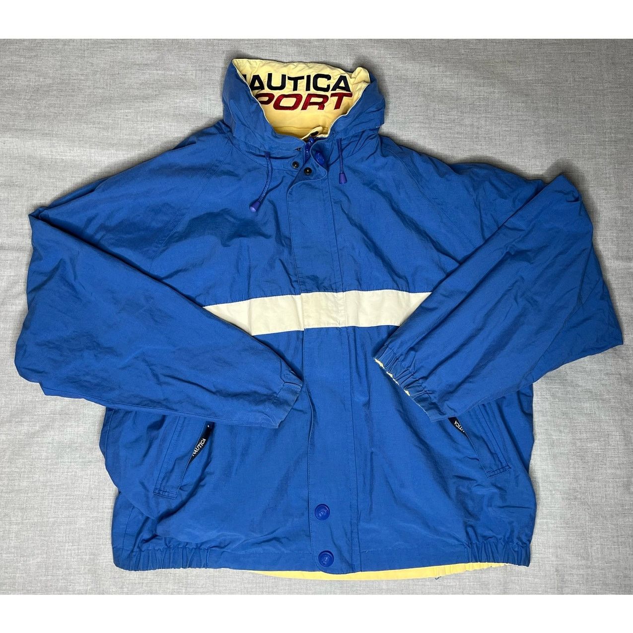 Nautica × Vintage Vintage 90s Nautica Sport Reversible Blue and Yellow Jacket Size US XL / EU 56 / 4 - 1 Thumbnail