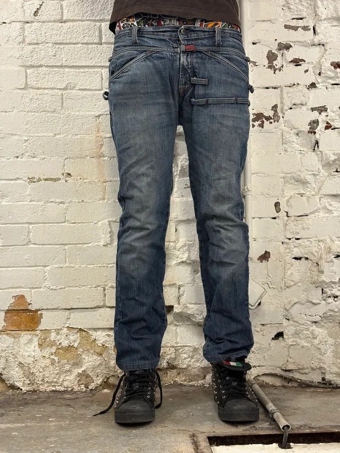 Marithe + Francois Girbaud 1990s Marithé + François Girbaud Navy Denim Cargo Jeans Size US 31 - 2 Thumbnail