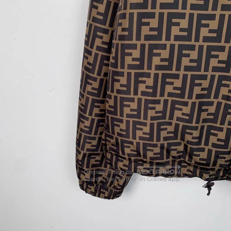 Fendi Fendi Dark Brown Logo Monogram Printed Hooded Zip-Up Long Size US M / EU 48-50 / 2 - 9 Thumbnail