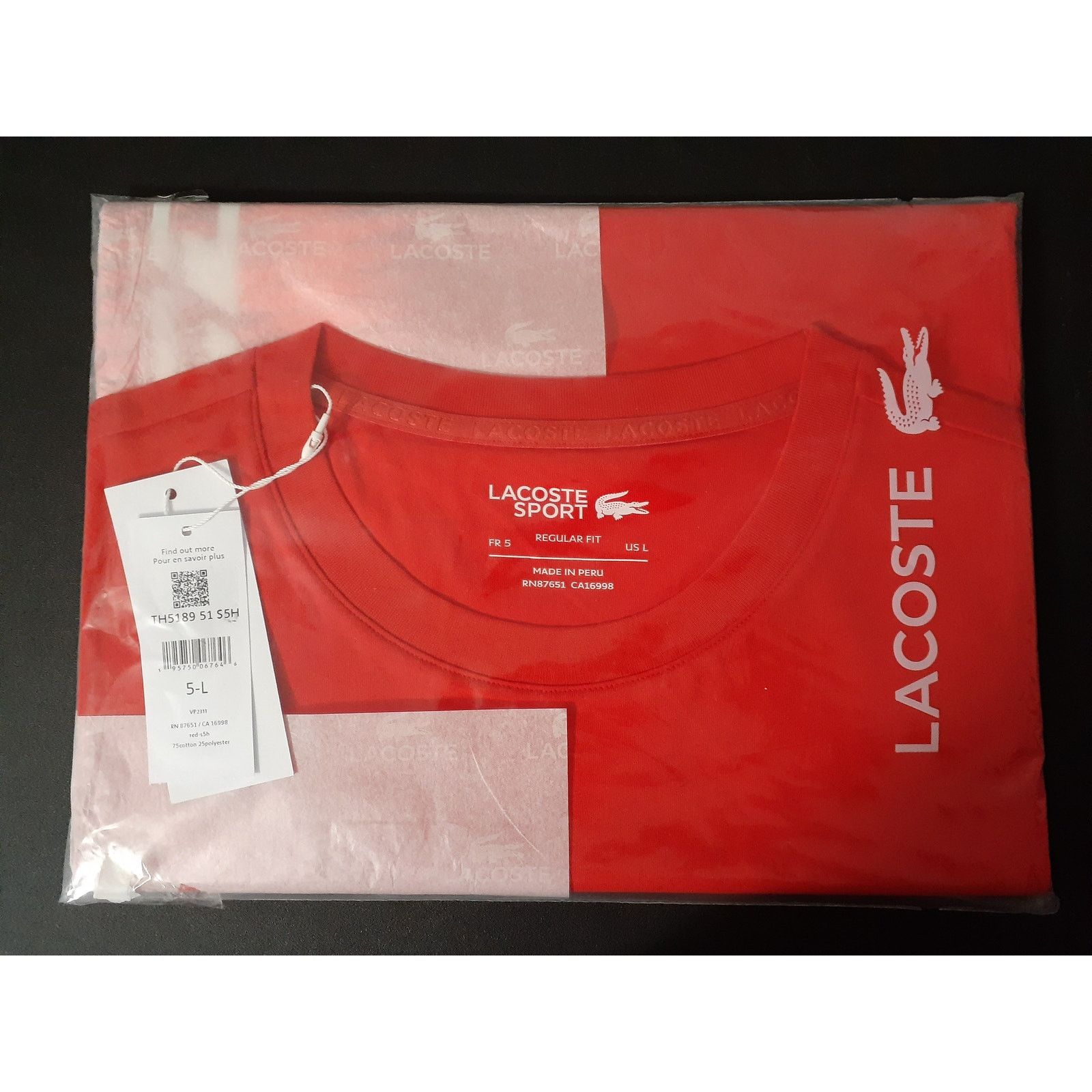 Lacoste Lacoste Men's Roland Garros Edition Chunky Jersey T-Shirt L Size US L / EU 52-54 / 3 - 2 Thumbnail
