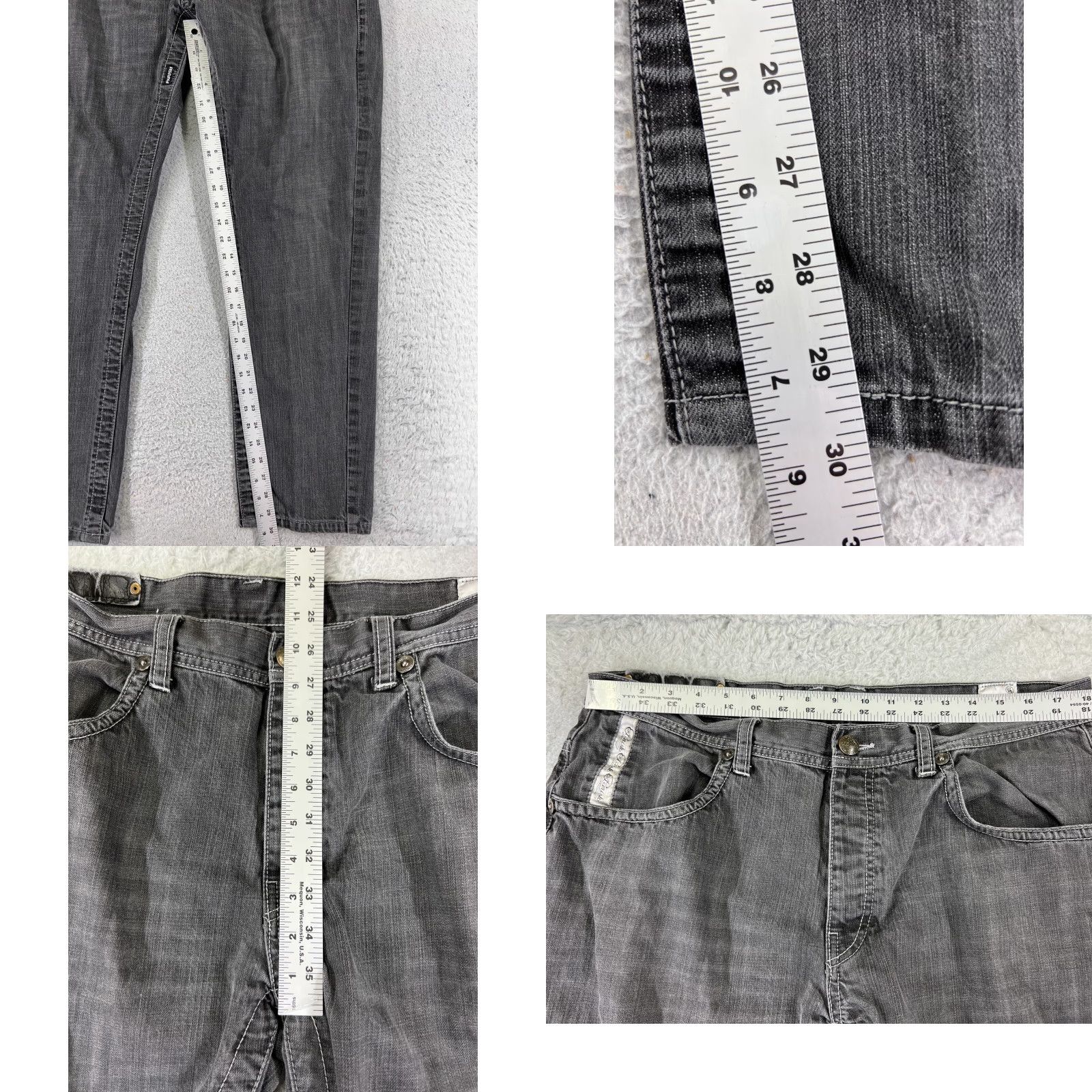 Denime Parish Jeans Mens 38 Black Denim Straight Leg Button Fly Embellished 90s Money Designer Vintage Relaxed 5-Pocket Black Mens Jeans Size US 38 / EU 54 - 8 Thumbnail