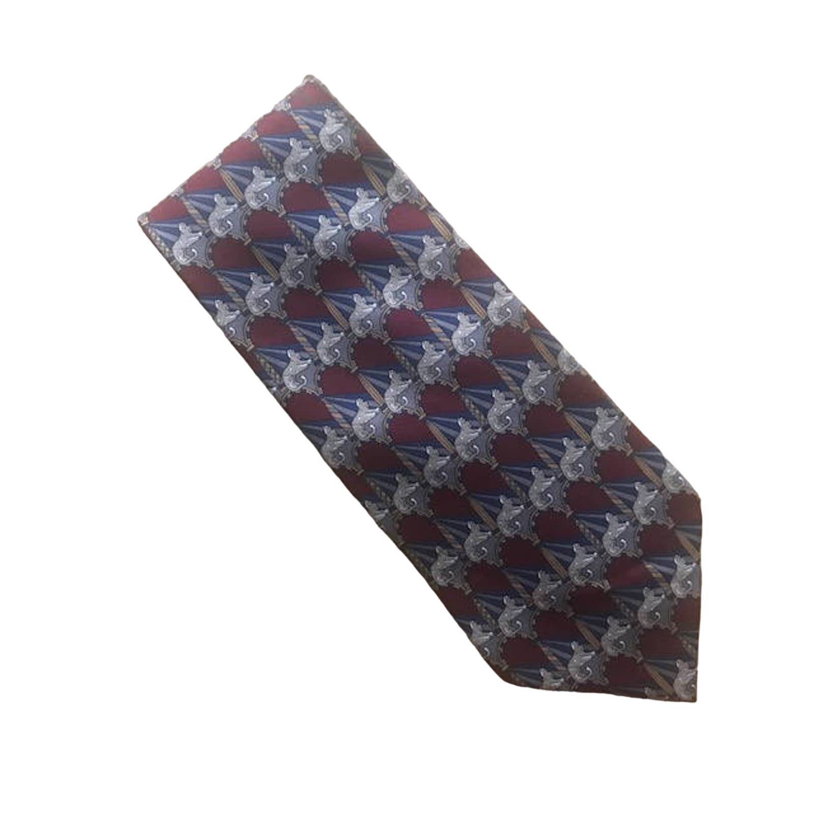 Geoffrey Beene Vintage Wide Geoffrey Beene Silk Maroon Lion Sphinx Tie Size ONE SIZE - 1 Thumbnail