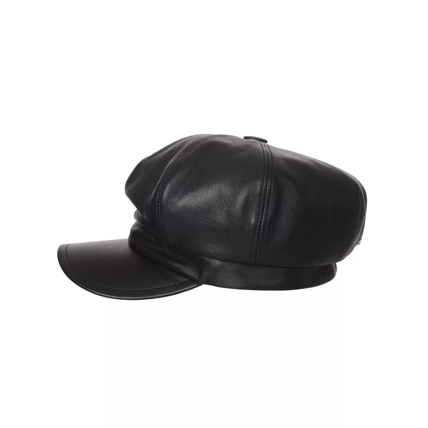 Prada Black Leather Flat Cap Size ONE SIZE - 7 Thumbnail