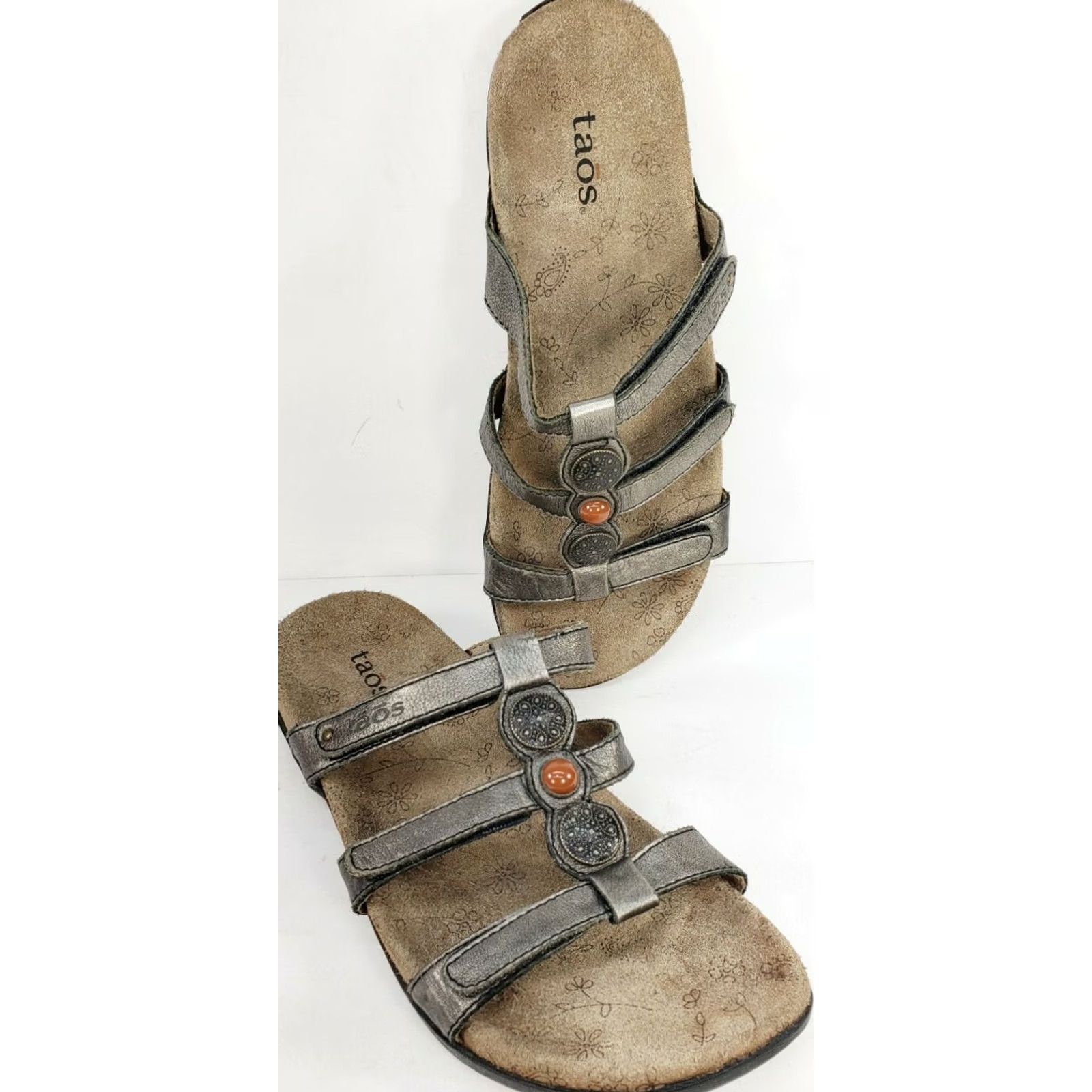 Taos Taos Treasure Women's Sandal Size 7M 37EU Bronze Medallions T-Strap Slide Sandal Size US 7 / IT 37 - 2 Thumbnail