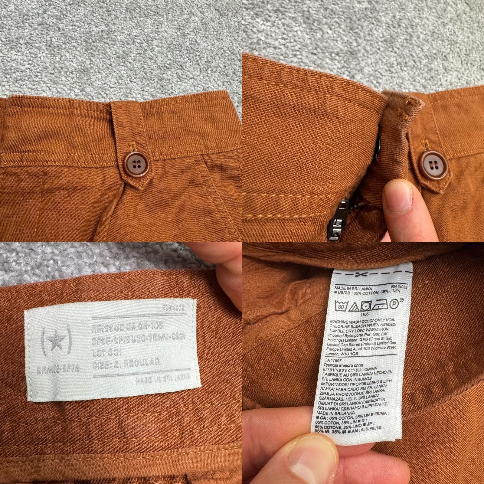 Gap VINTAGE Gap Reissue Linen Cotton Tapered Leg Cargo Pants Trouser Womens 2 Rust Brown Size 26" / US 2 / IT 38 - 9 Thumbnail