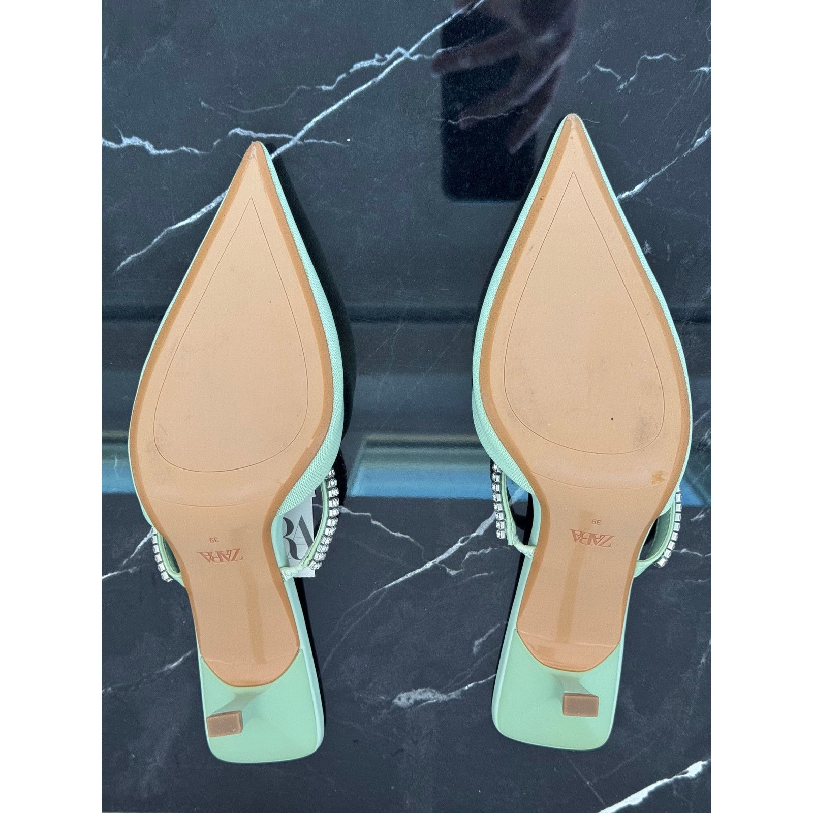 Zara Zara Pistachio Pastel Pointed-toe Mule Kitten Heels Size US 9 / IT 39 - 14 Thumbnail
