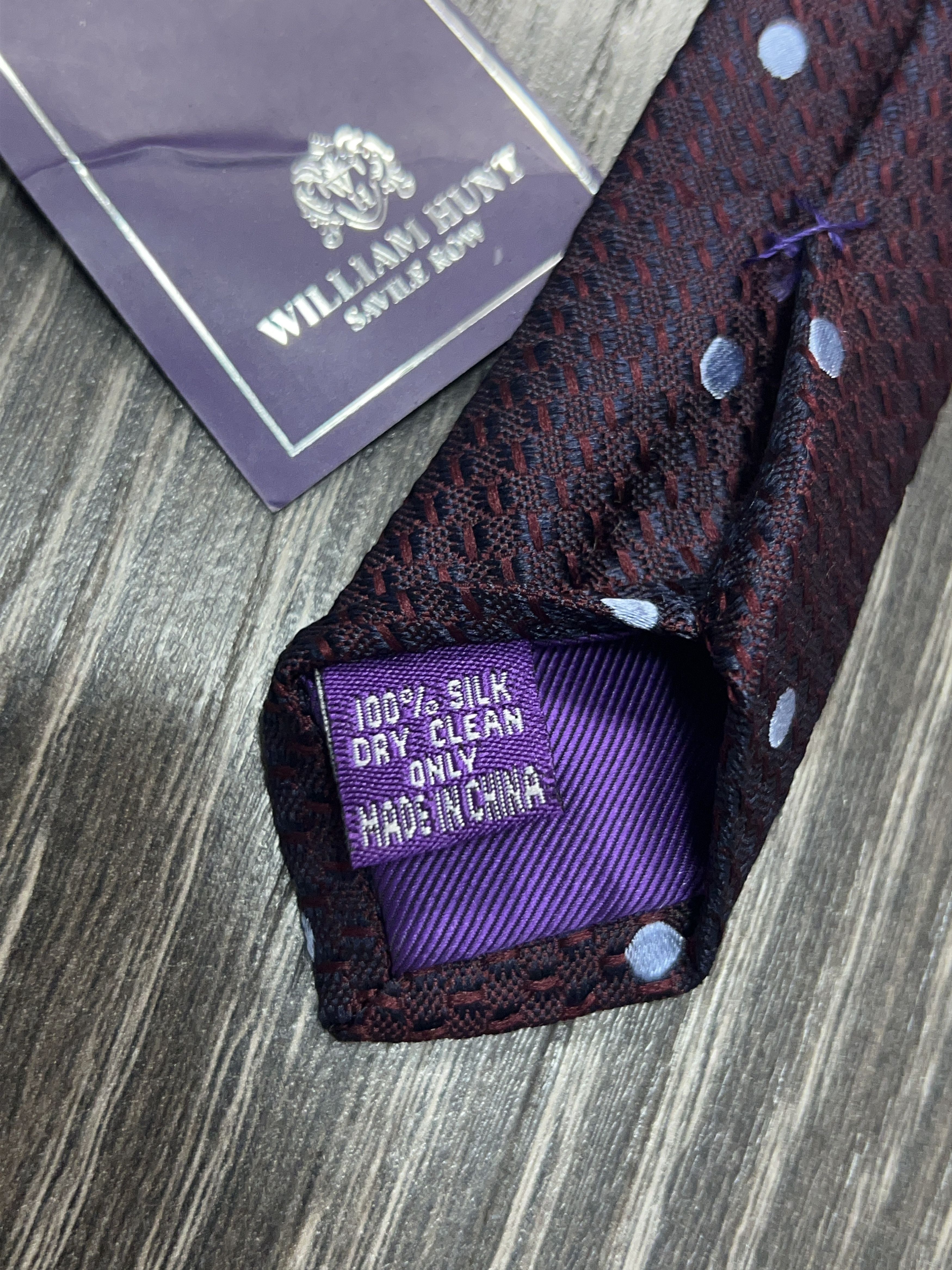 William Hunt NWT Mens William Hunt Purple Polka Dot Tie Necktie Cravatte Size ONE SIZE - 6 Thumbnail
