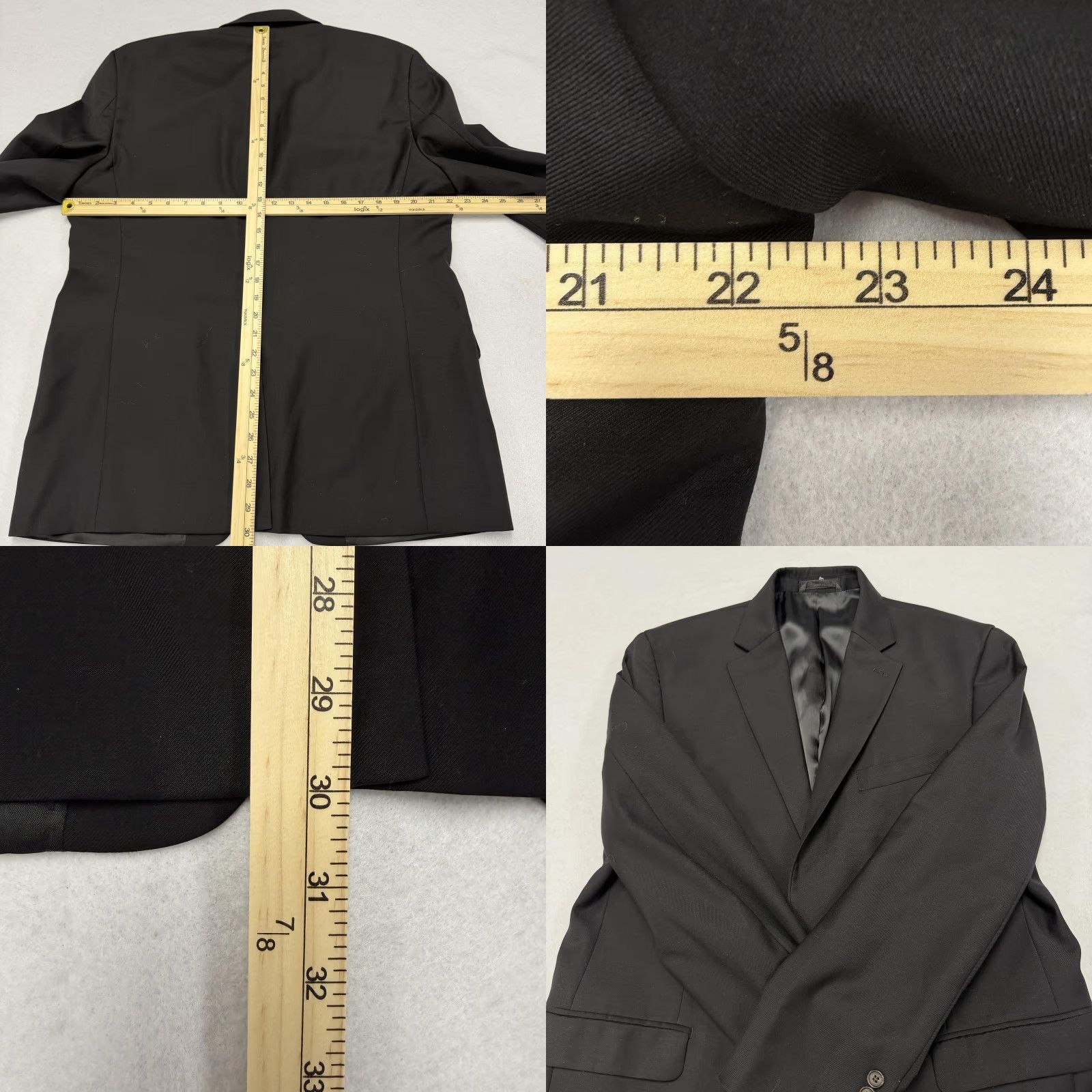 Ralph Lauren VINTAGE Lauren Ralph Lauren Suit Jacket Mens 42R Black 100% Wool Two Button Formal Size 42R - 9 Thumbnail