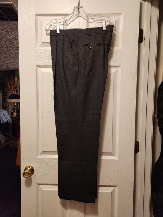 Jos. A. Bank Jos.a.bank men's gray 100%wool dress pants size: 38/32 Size 38R - 3 Thumbnail