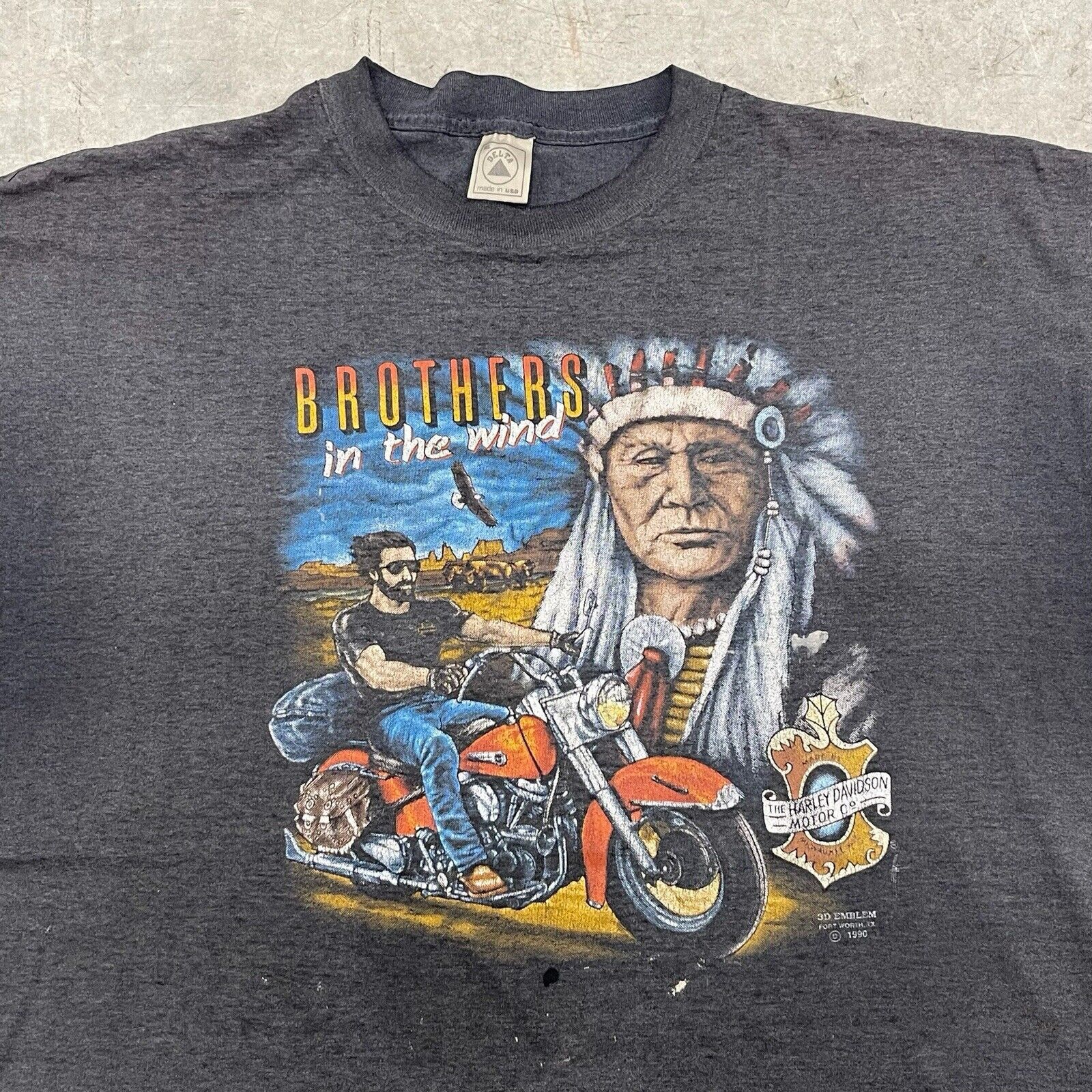 Harley Davidson × Vintage Vintage 3D EMBLEM Harley Davidson Indian Biker T shirt 3XL Size US XXL / EU 58 / 5 - 2 Thumbnail