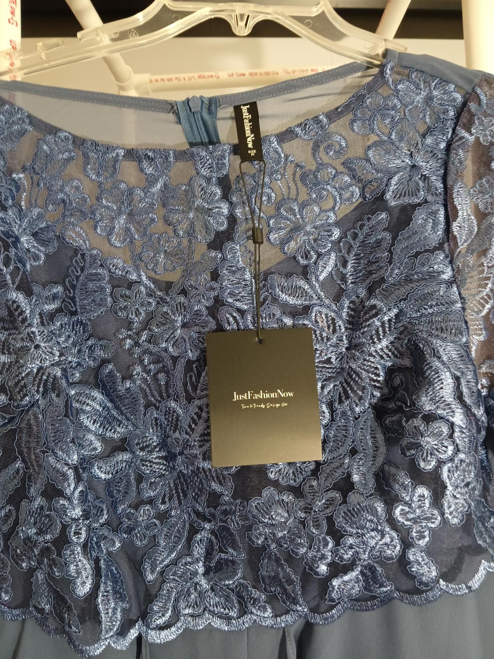 Designer Elegant JustFashionNow Blue Lace Evening Dress Size M / US 6-8 / IT 42-44 - 2 Thumbnail