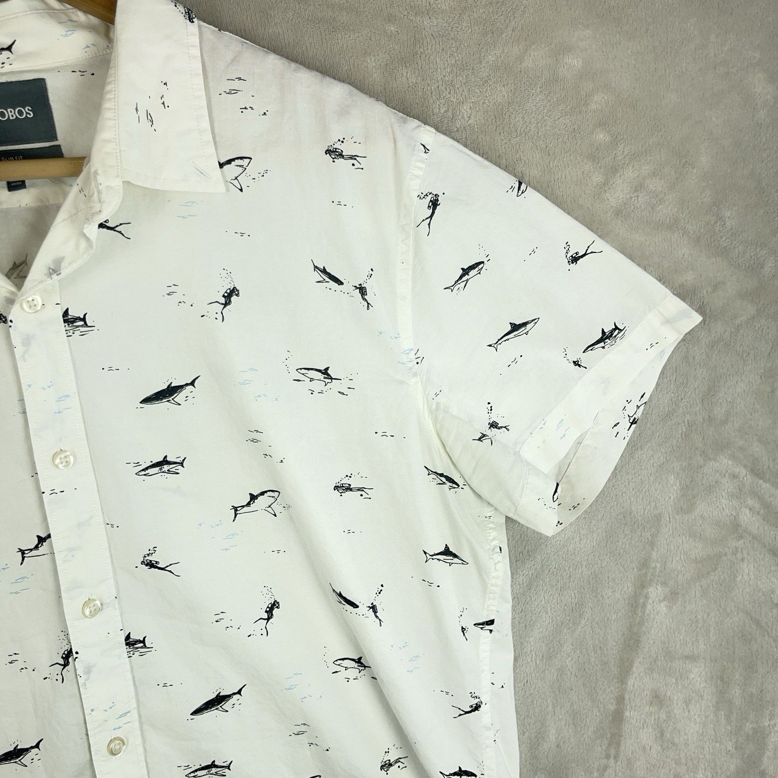 Bonobos Bonobos Slim Fit Mens Shirt Large Shark Scuba Diver Nautical Size US L / EU 52-54 / 3 - 3 Thumbnail