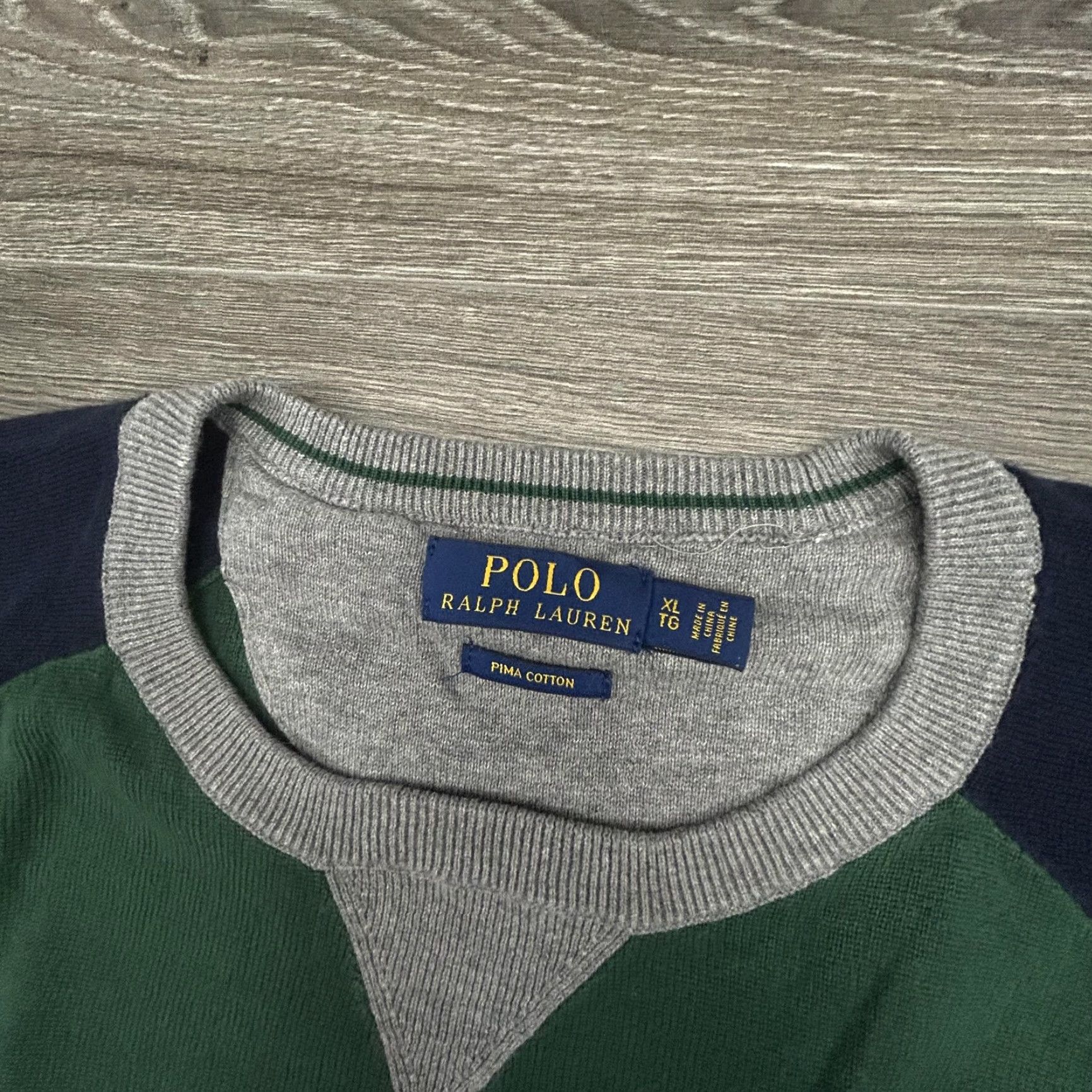 Polo Ralph Lauren Polo Ralph Lauren Sweater Mens XL Green Navy Raglan Pima Cotton Crewneck Logo Size US XL / EU 56 / 4 - 5 Thumbnail
