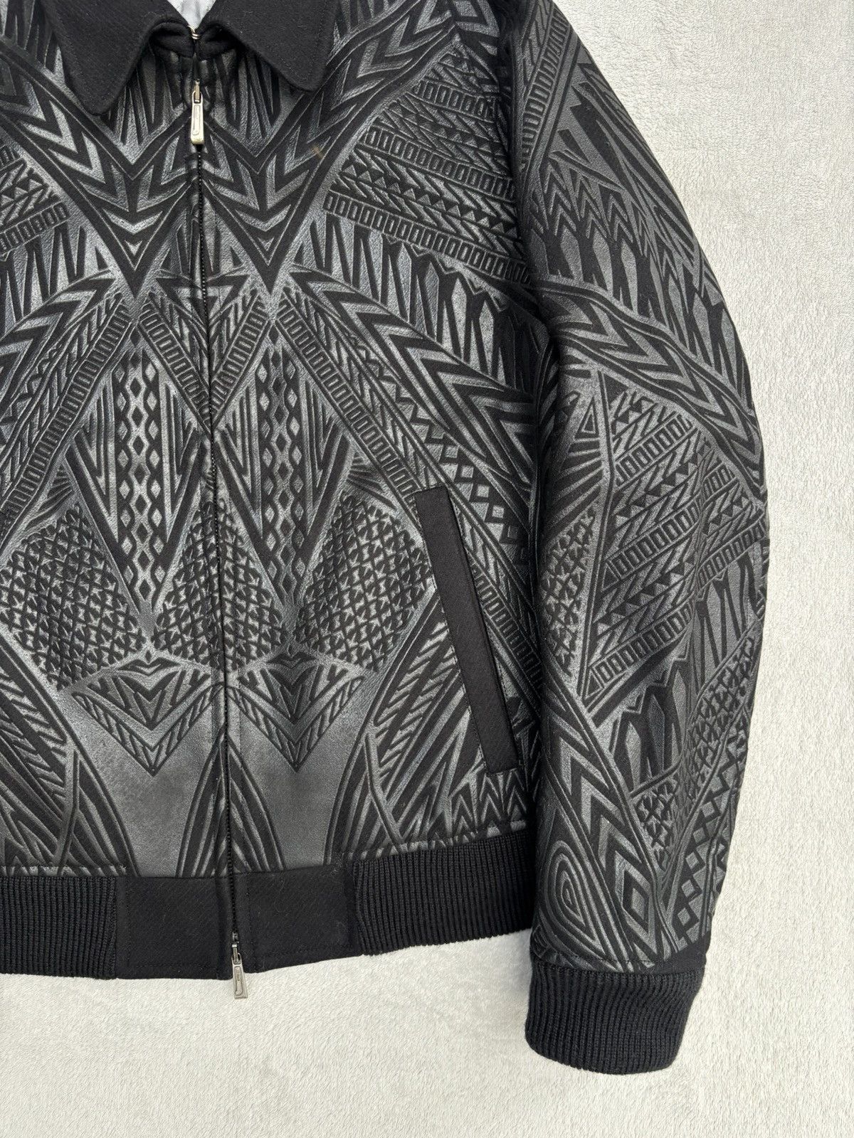 Just Cavalli AW 2014 Just Cavalli Geometric Tribal Embossed Bomber Jacket Size US M / EU 48-50 / 2 - 15 Thumbnail