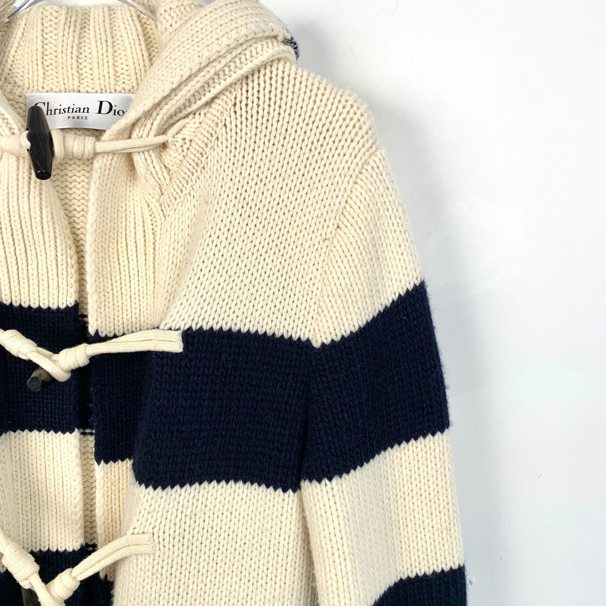 Dior Christian Dior Striped Wool Knit Hooded Duffle Coat Size XS / US 0-2 / IT 36-38 - 3 Thumbnail