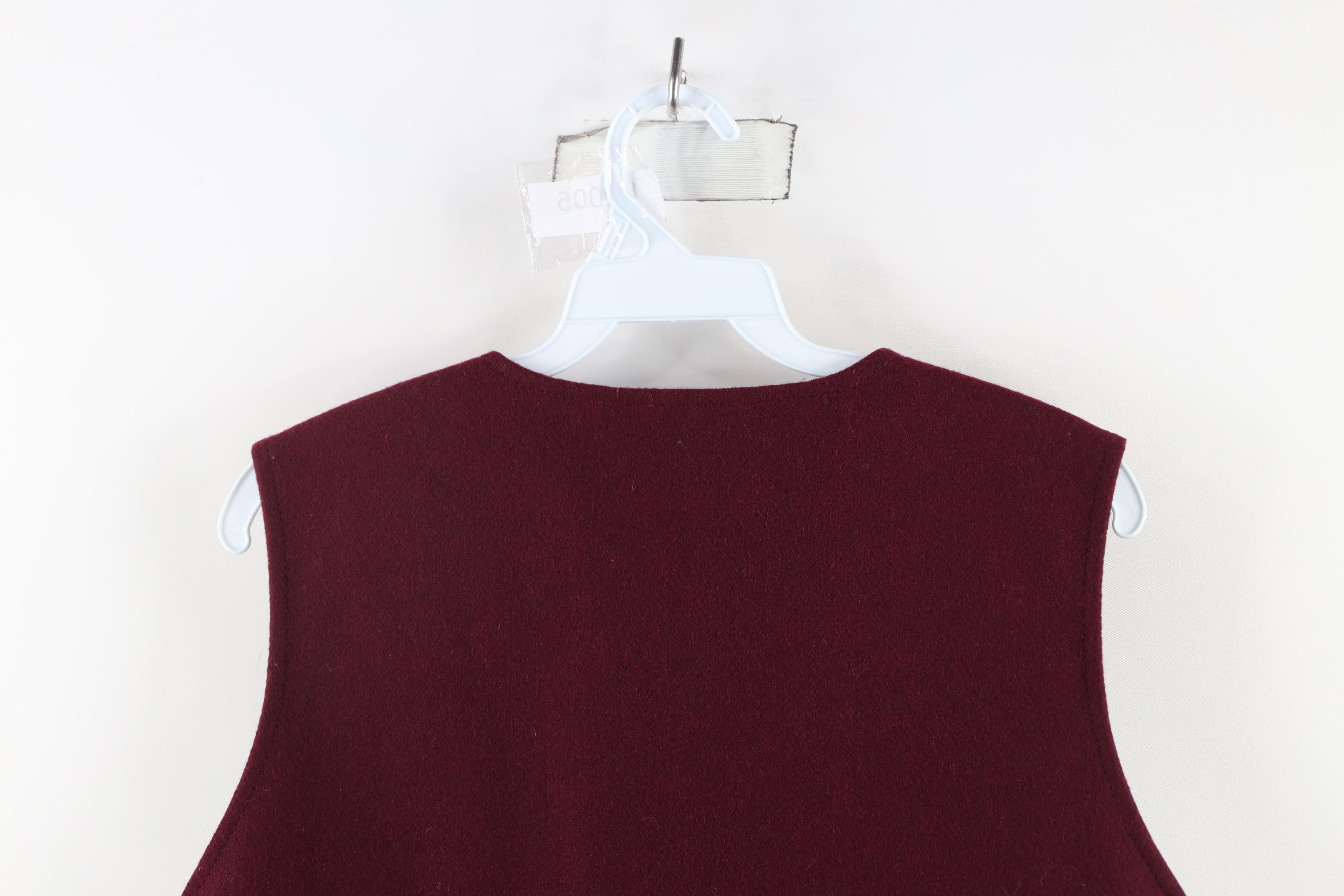 Vintage Vintage 90s Streetwear Back Button Vest Jacket Maroon USA Size L / US 10 / IT 46 - 10 Thumbnail