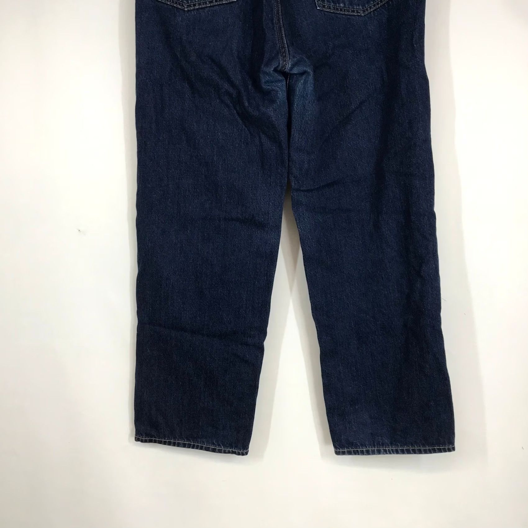 Muji MUJI Dark Indigo Blue Jeans 29 Waist 29 High Rise Wide Leg Straight Denim 100% Cotton Women's - 5-Pocket Zipper Button Casual Size 29" - 6 Thumbnail