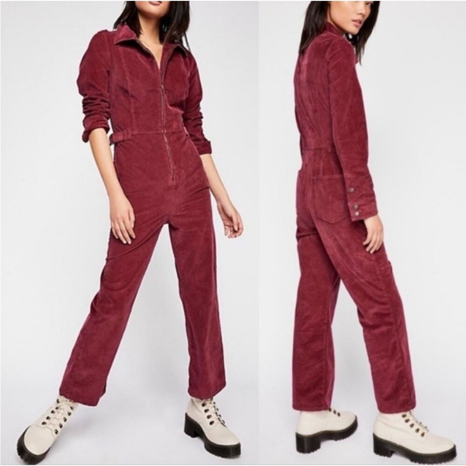 Free People Free People Take Me Out Tailored Corduroy Jumpsuit Wine 0 Size 26" / US 2 / IT 38 - 6 Thumbnail