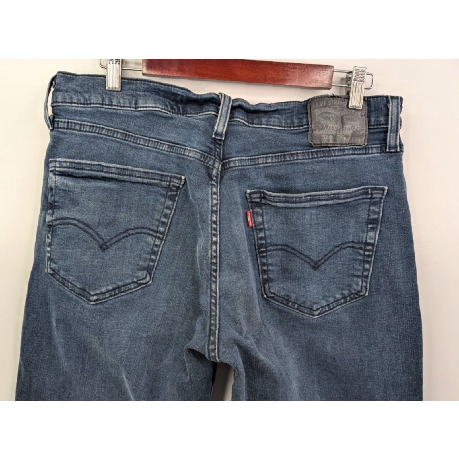 Levi's Levi's 514 Jeans Men Slim Straight 34x34 Mid Blue Denim Cotton Stretch Size US 34 / EU 50 - 4 Thumbnail