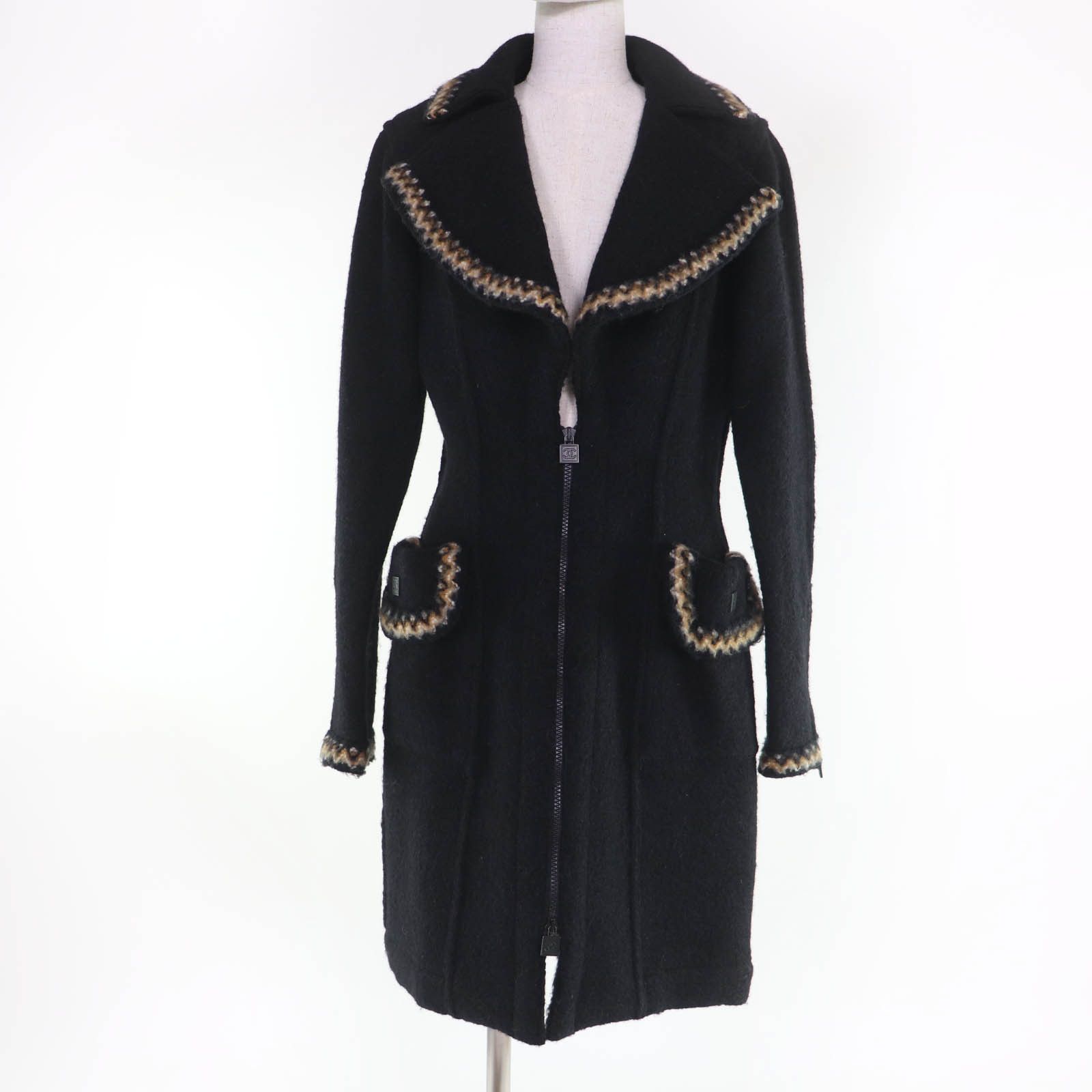 Chanel Chanel Chanel Wool Alpaca Long Coat Textile Outerwear P29214 DUTY FREE for USA Size ONE SIZE - 1 Thumbnail