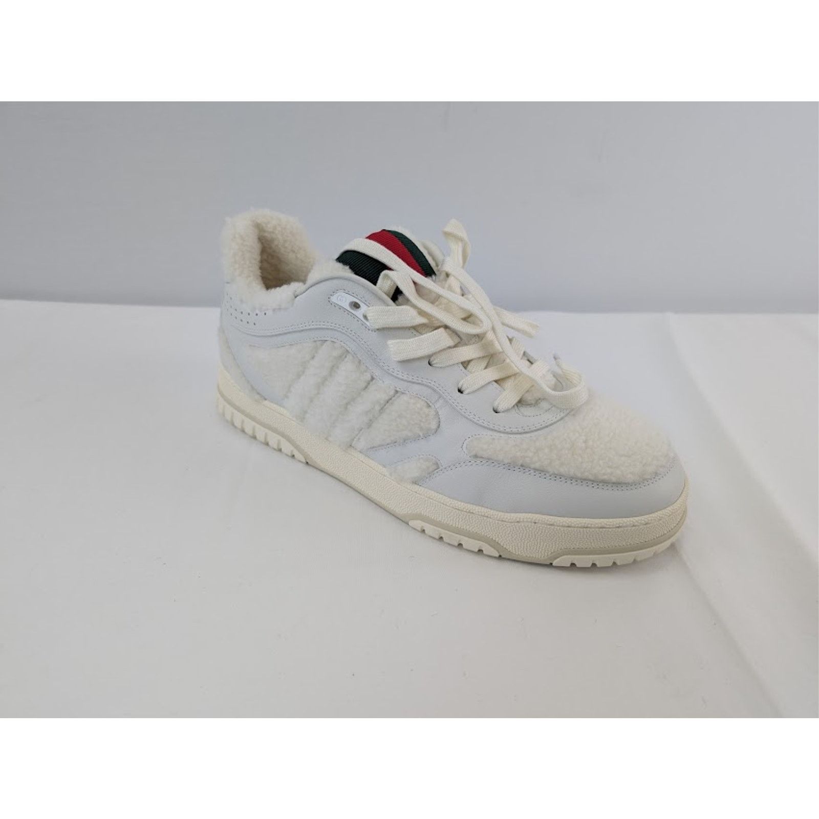 Gucci o1rshd1 Leather Re-Web Sneaker in White Merino Wool-Effect Size US 10 / EU 43 - 3 Thumbnail