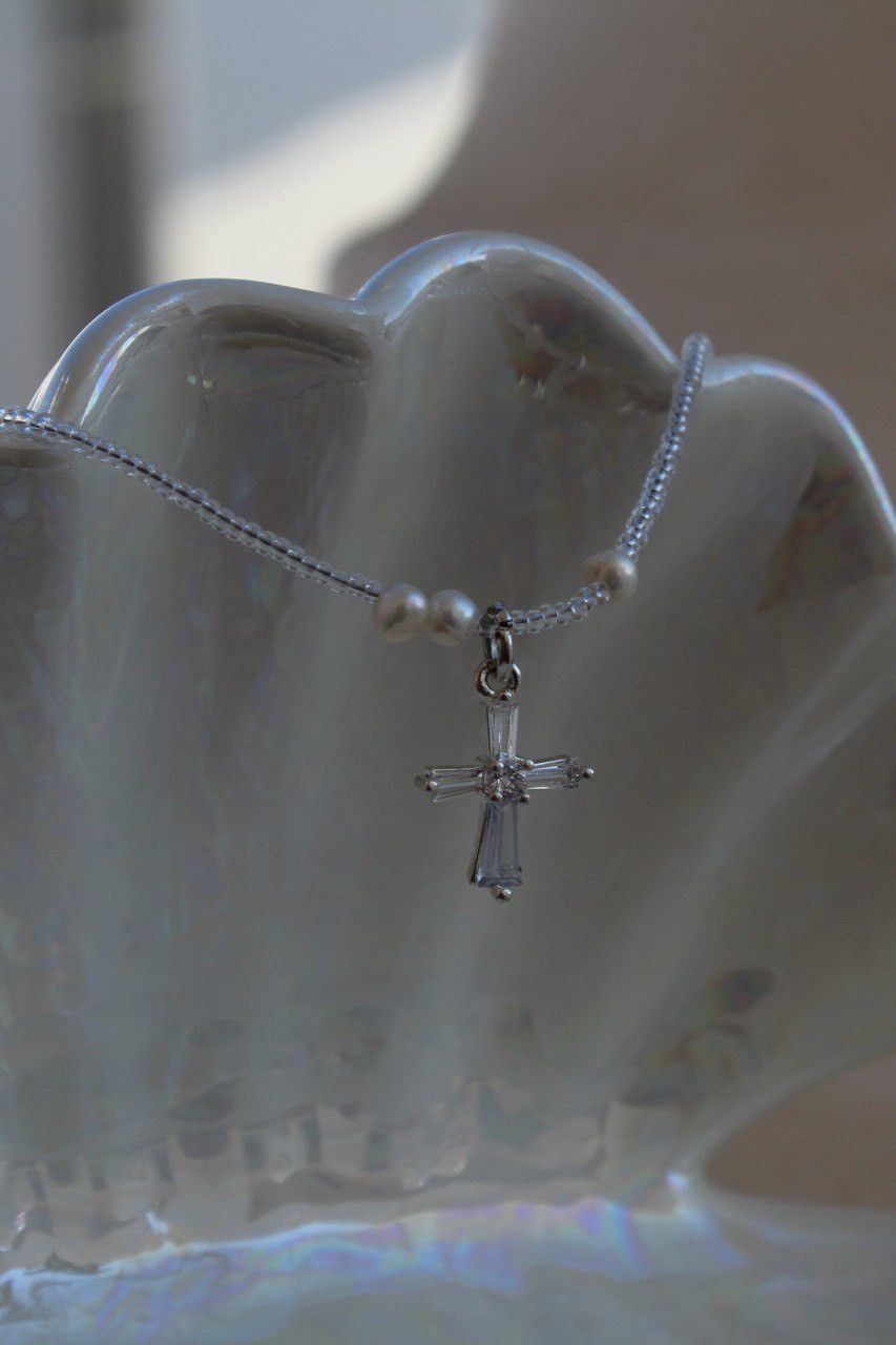 Other Freshwater Pearl Necklace, Clear Cross Pendant Size ONE SIZE - 2 Thumbnail