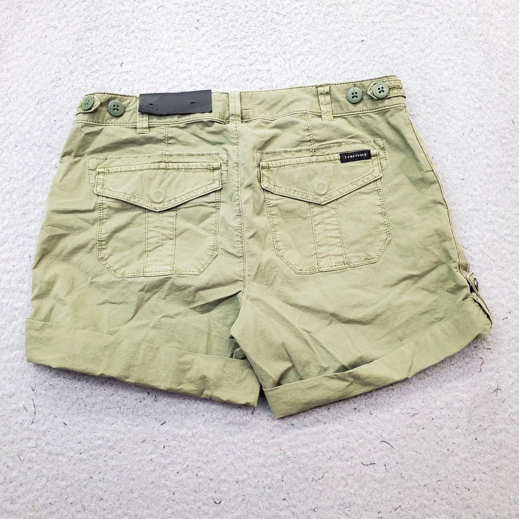 Sanctuary Sanctuary Standard Surplus Wanderer Shorts Womens 26 Green Stretch Cuffed Hem Size 26" / US 2 / IT 38 - 2 Thumbnail