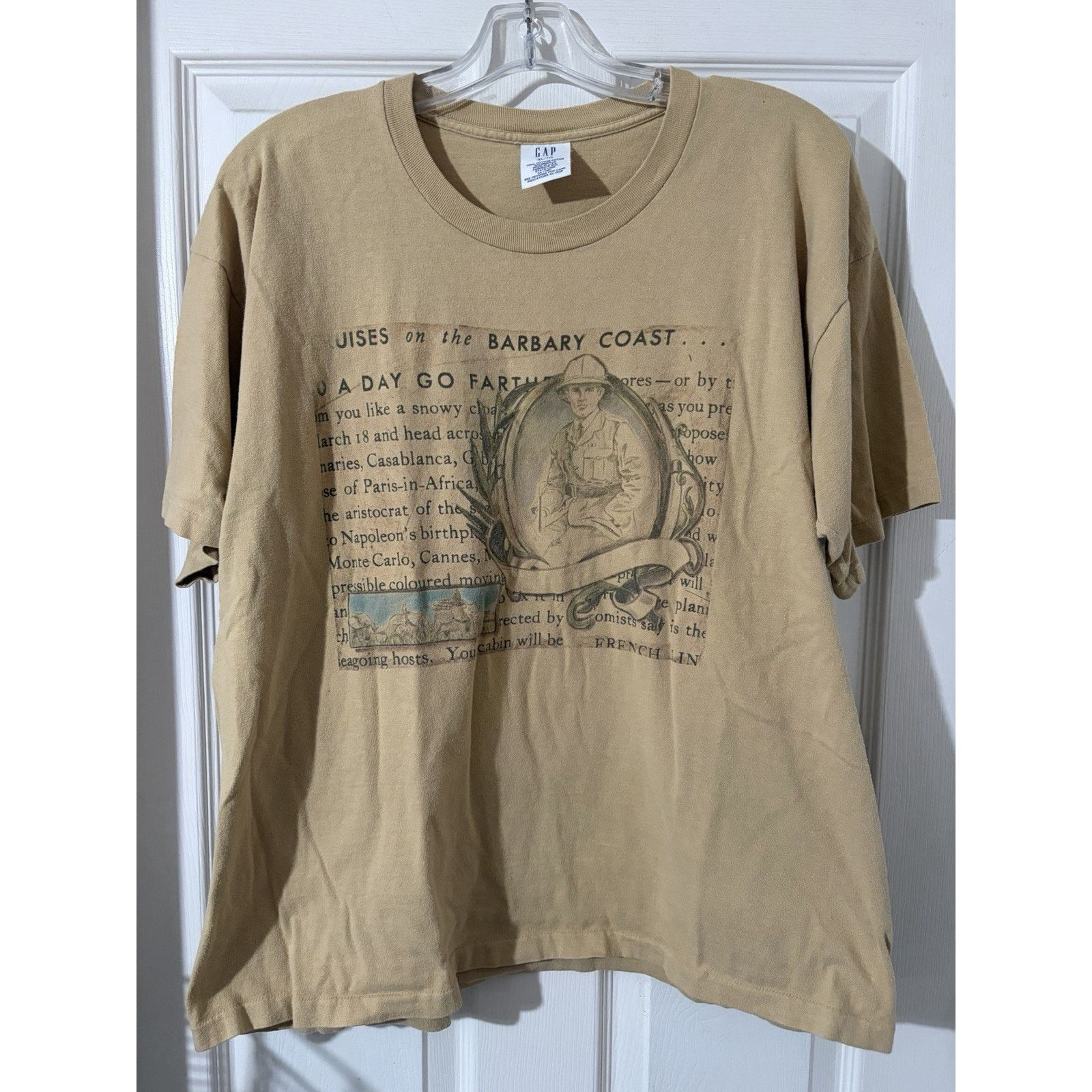 Gap Vintage Gap Shirt Cruises On The Barbary Coast Sz XL SS Tan Size US XL / EU 56 / 4 - 1 Thumbnail